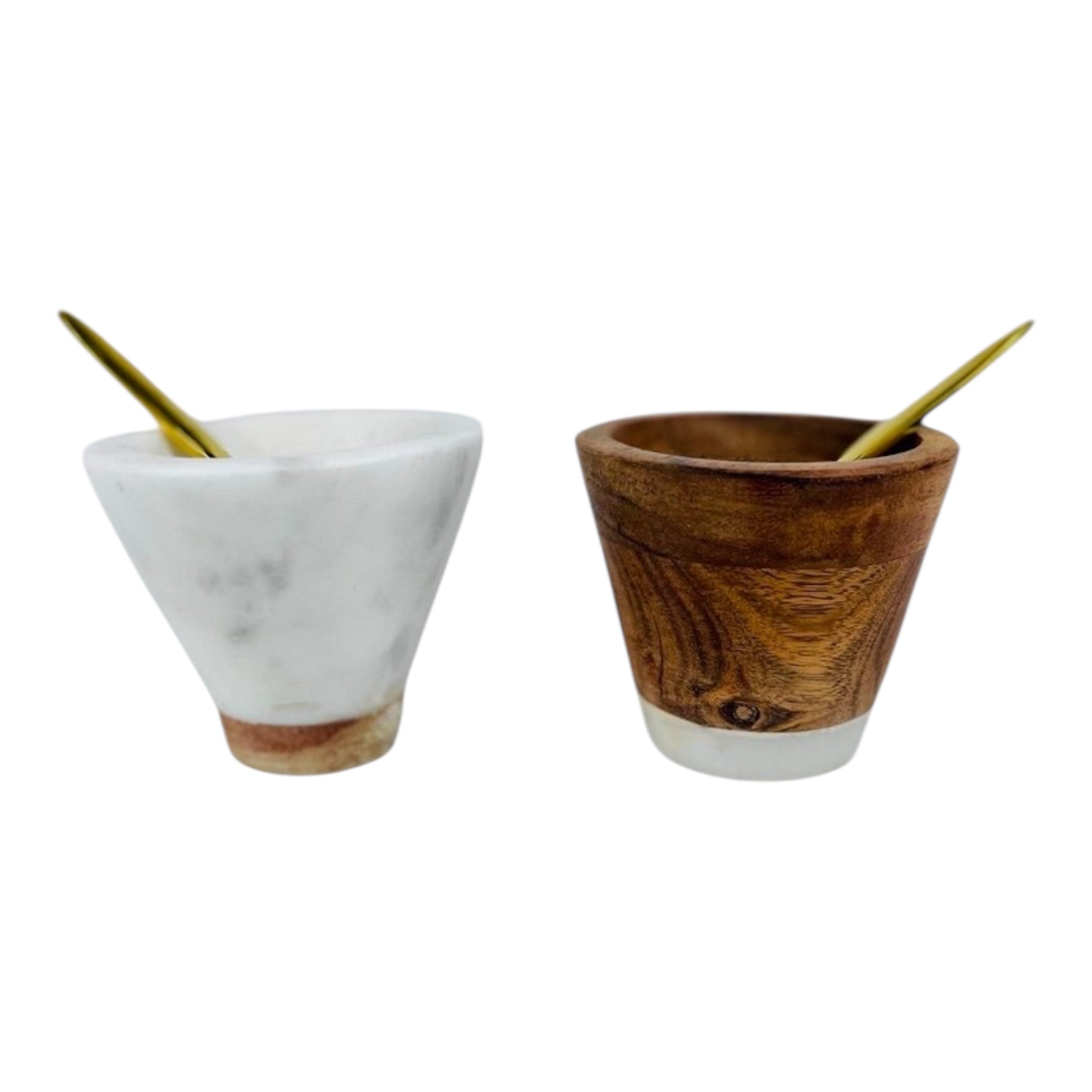 SET 2 MARBLE/WOOD PINCH POT