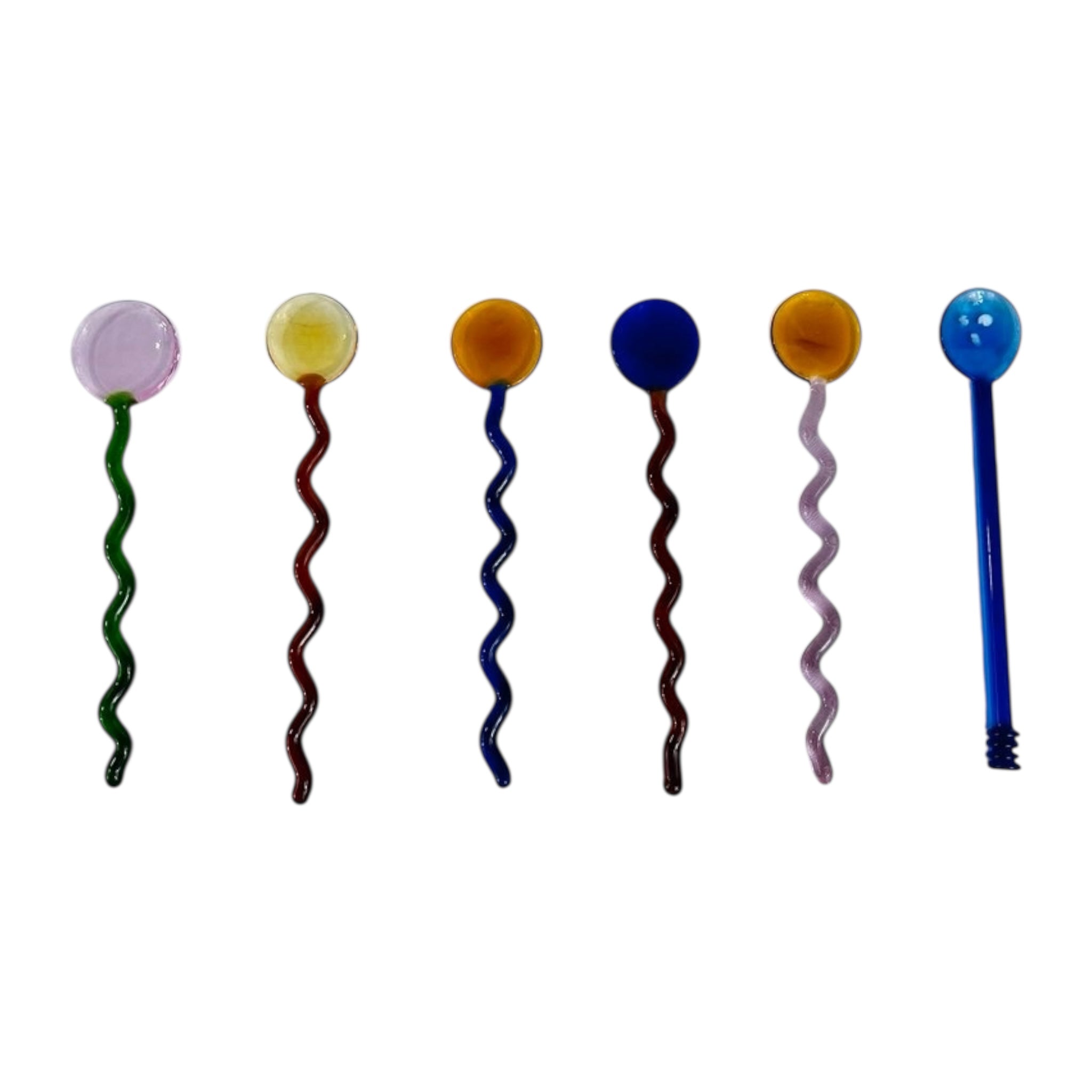 SET 6 CURVED GLASS SPOONS