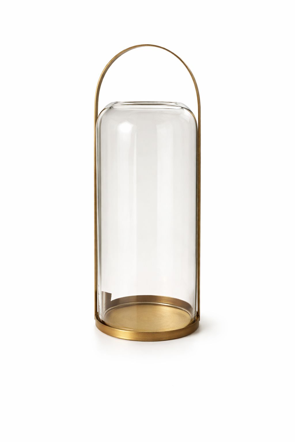 Farol Decorativo de Vidrio con Base Dorada L