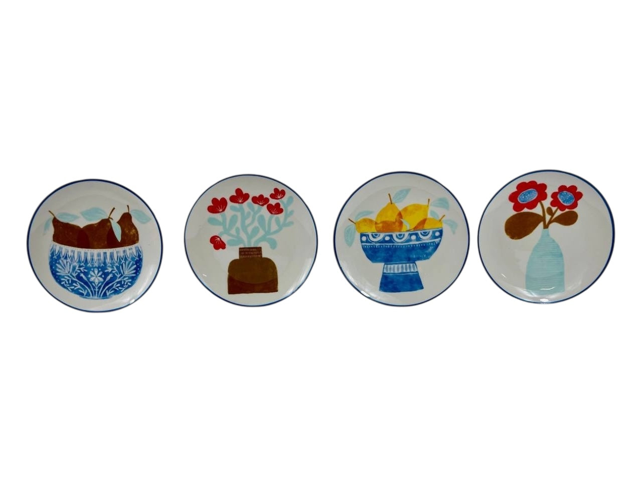 SET FRUIT&FLOWER STONEWARE PLATE