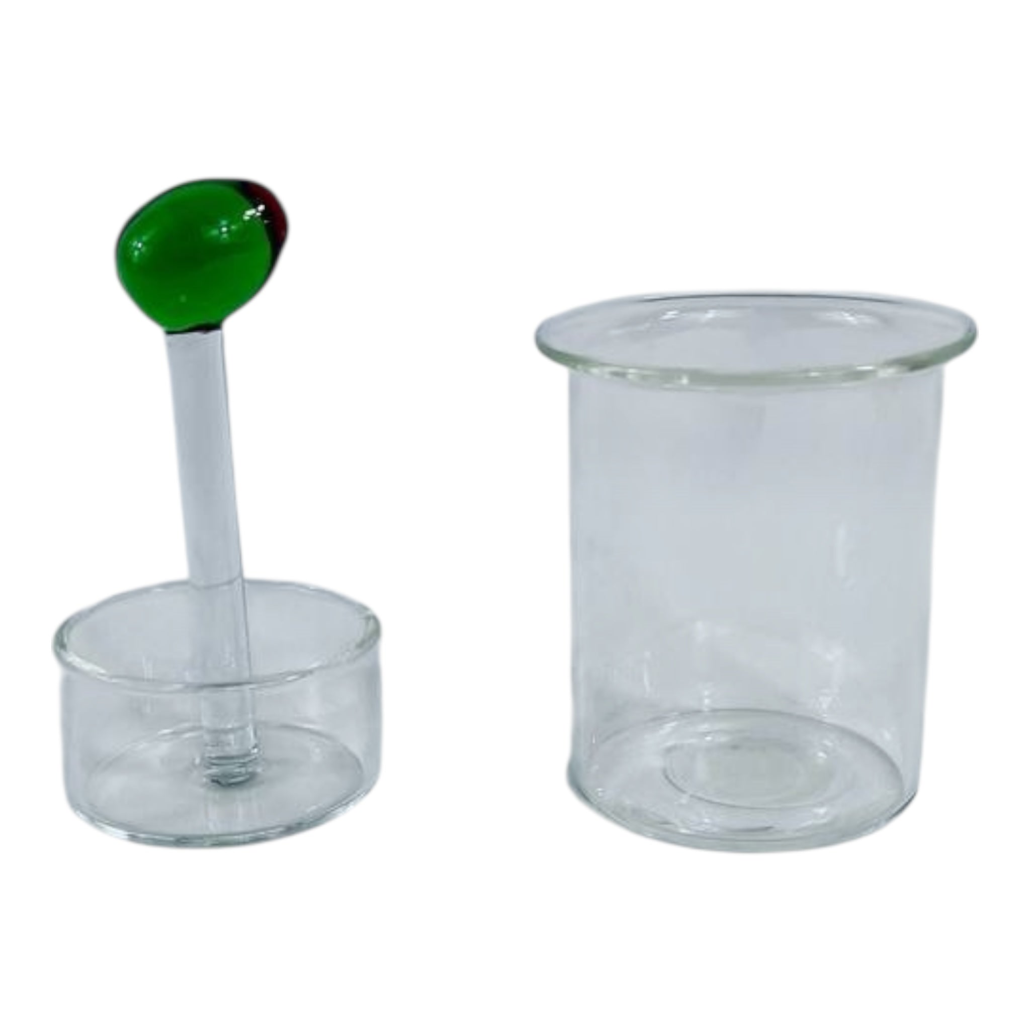 RD GLASS TOOTHPICK HOLDER WITH OLIVE
