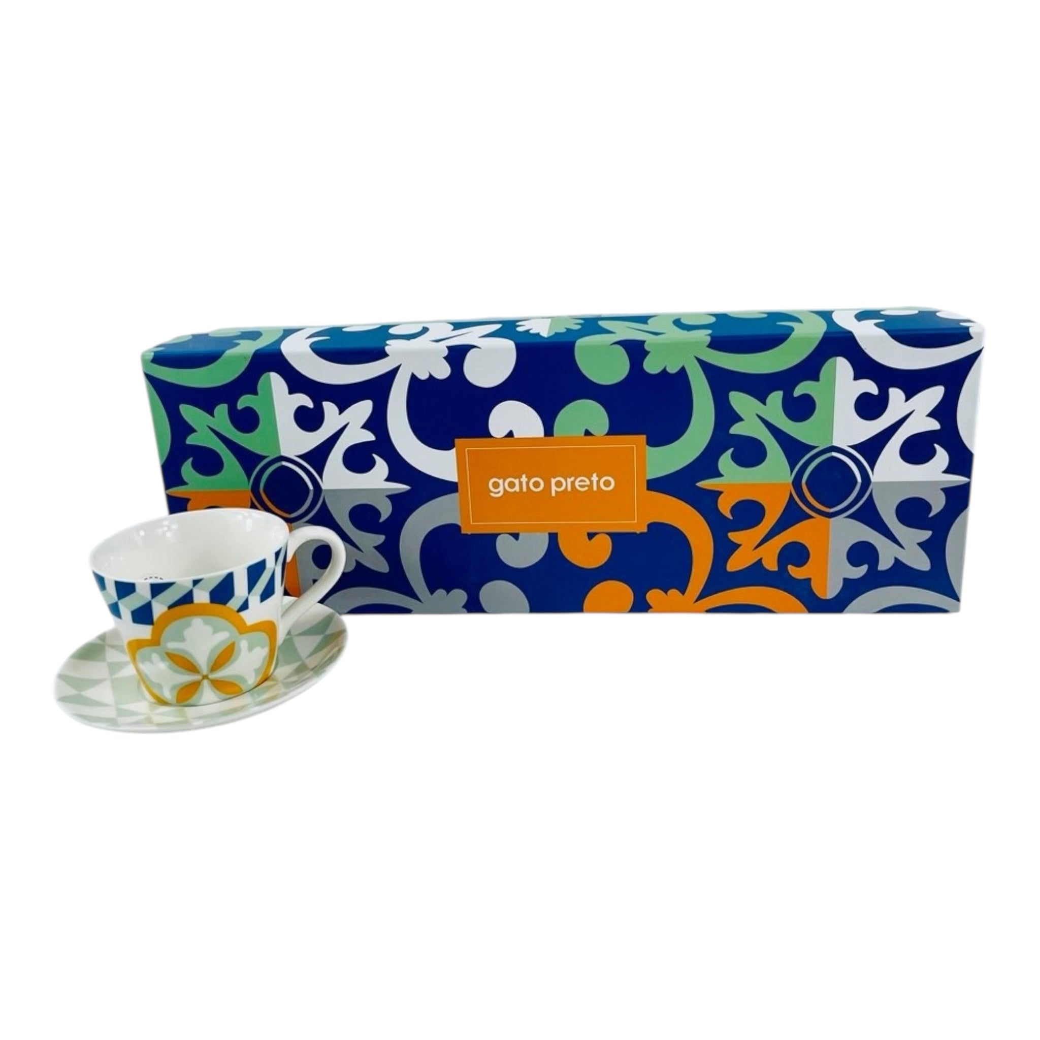 SET 6 TAZAS AZULEJOS GATO PETRO