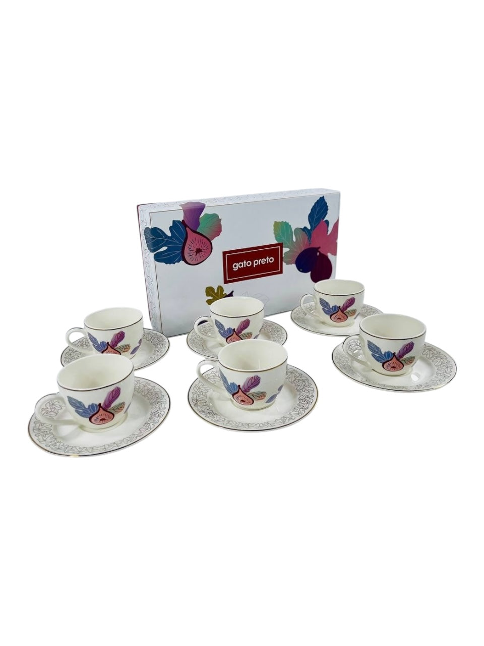 SET 6 TAZAS GATO PRETO