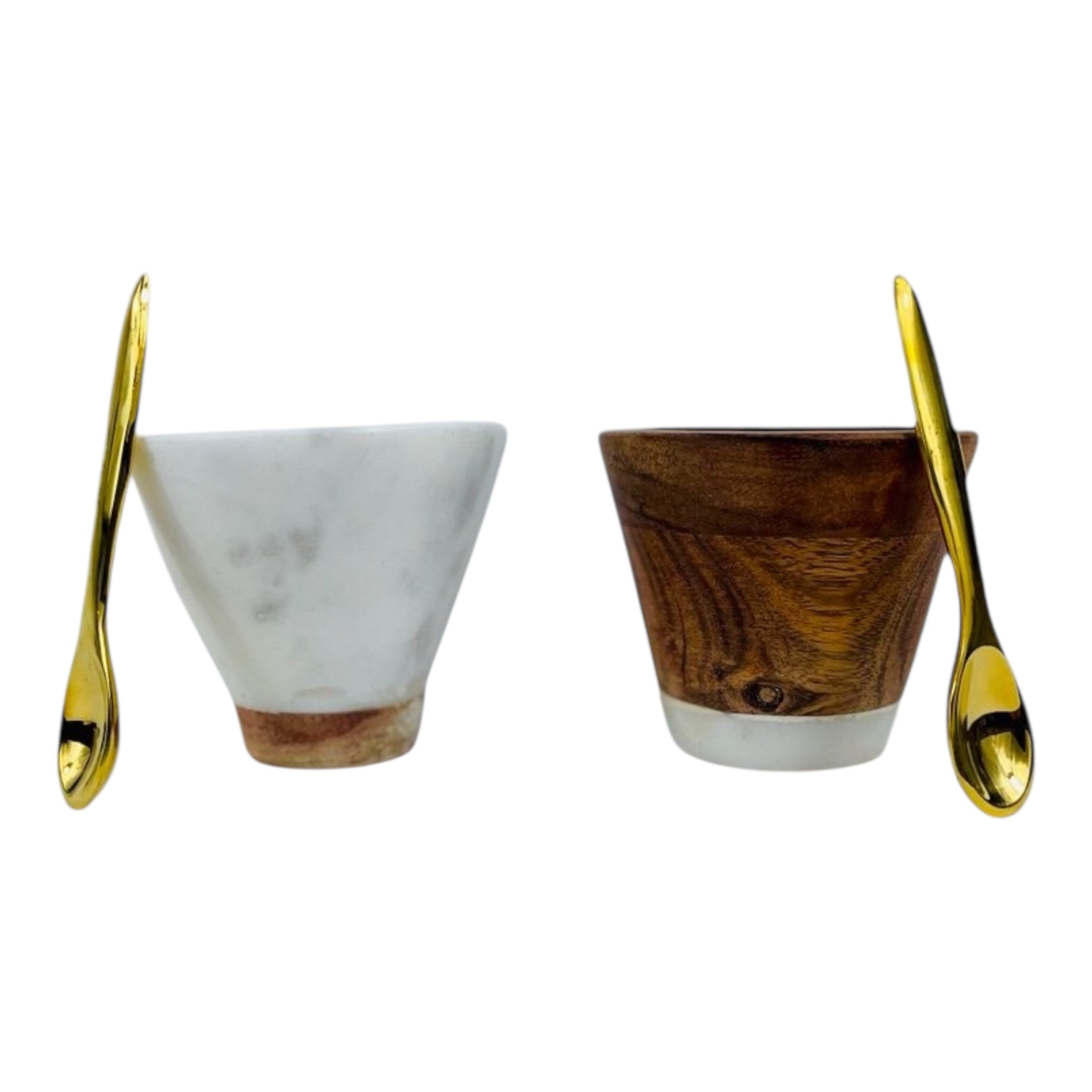 SET 2 MARBLE/WOOD PINCH POT