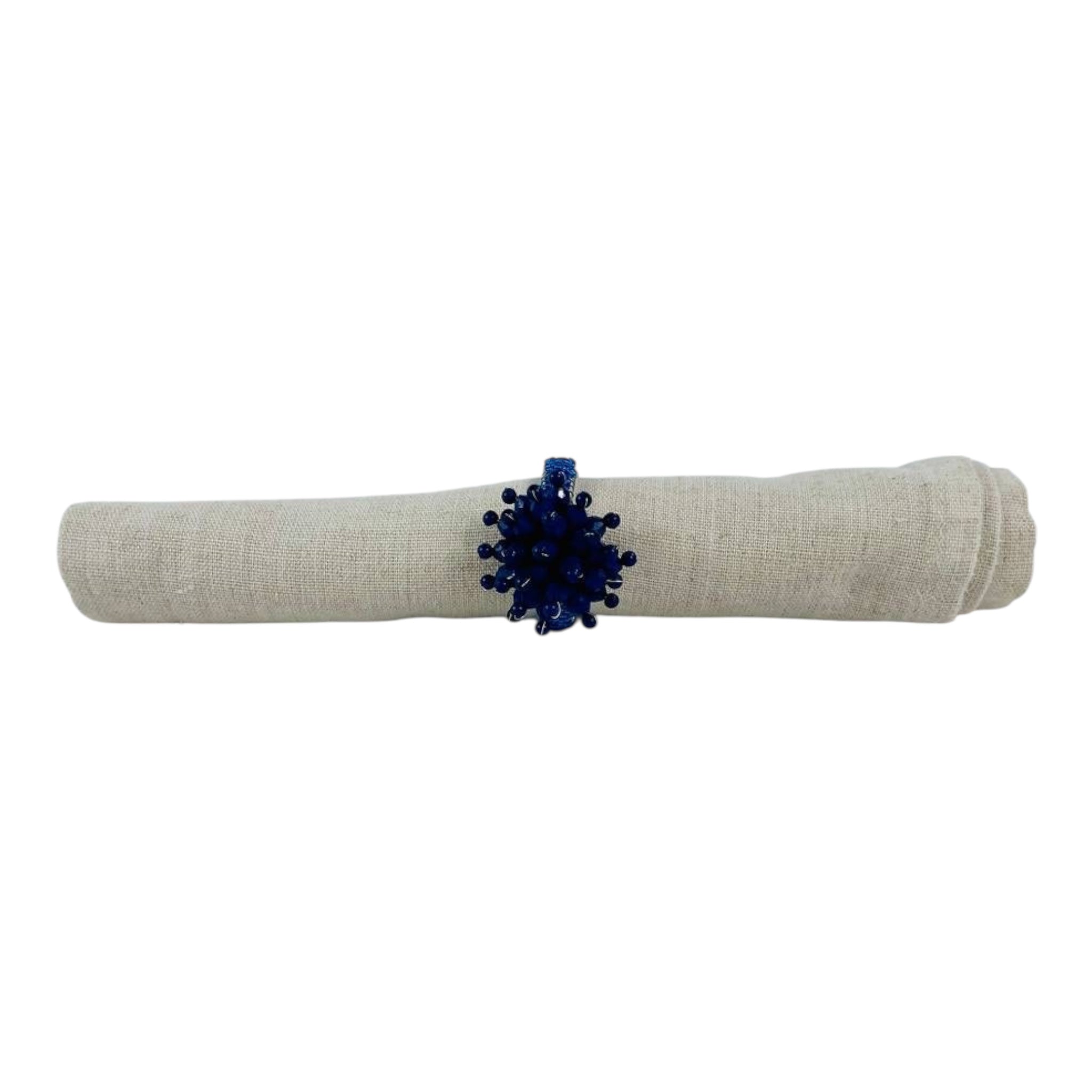 SET 4 BLUE POMPOM NAPKIN RING