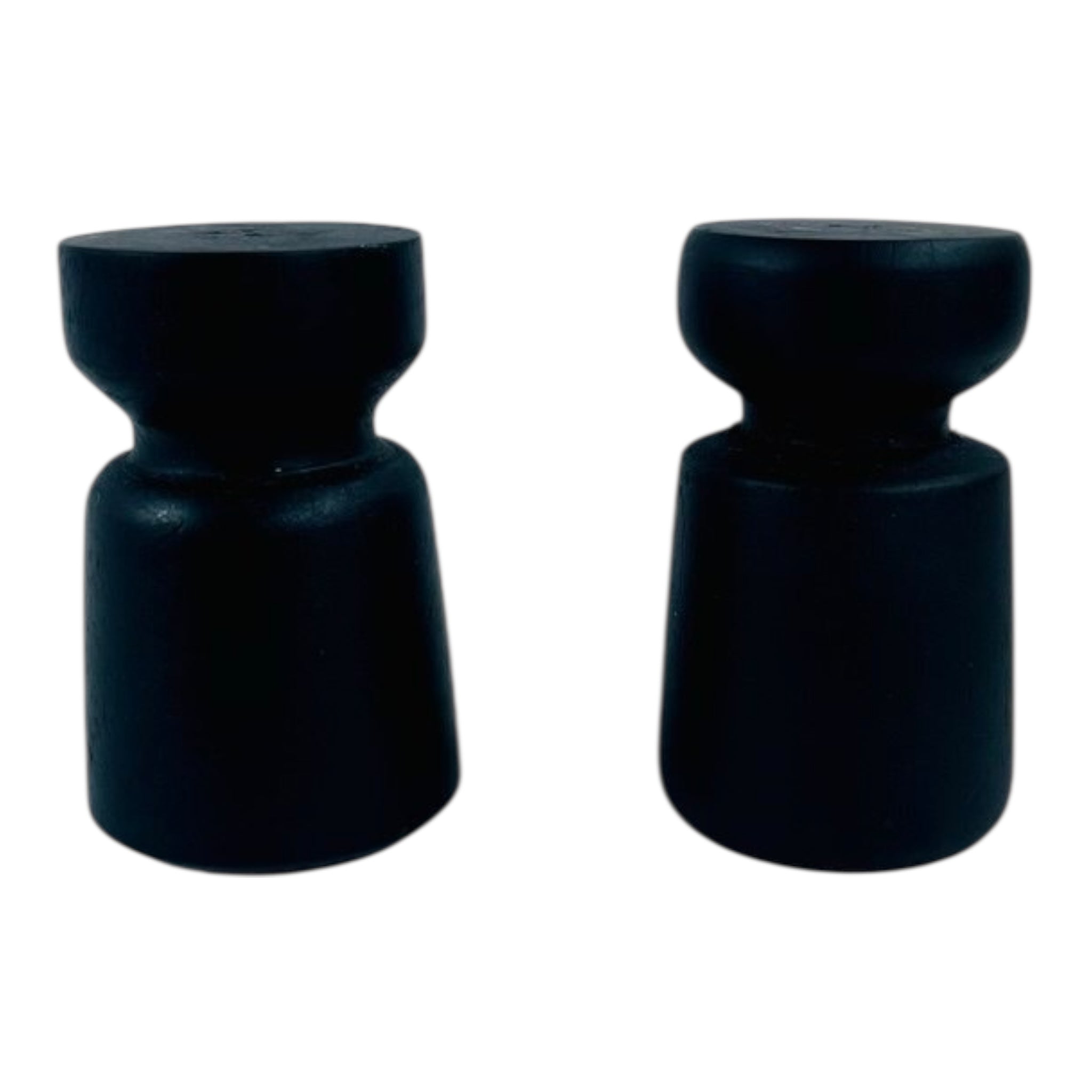 SET 2 BLACK WOOD SALT&PEPPER SHAKERS