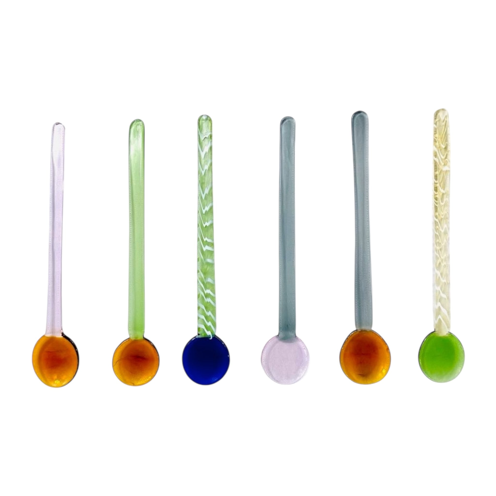 SET 6 MULTICOLOR GLASS SPOONS