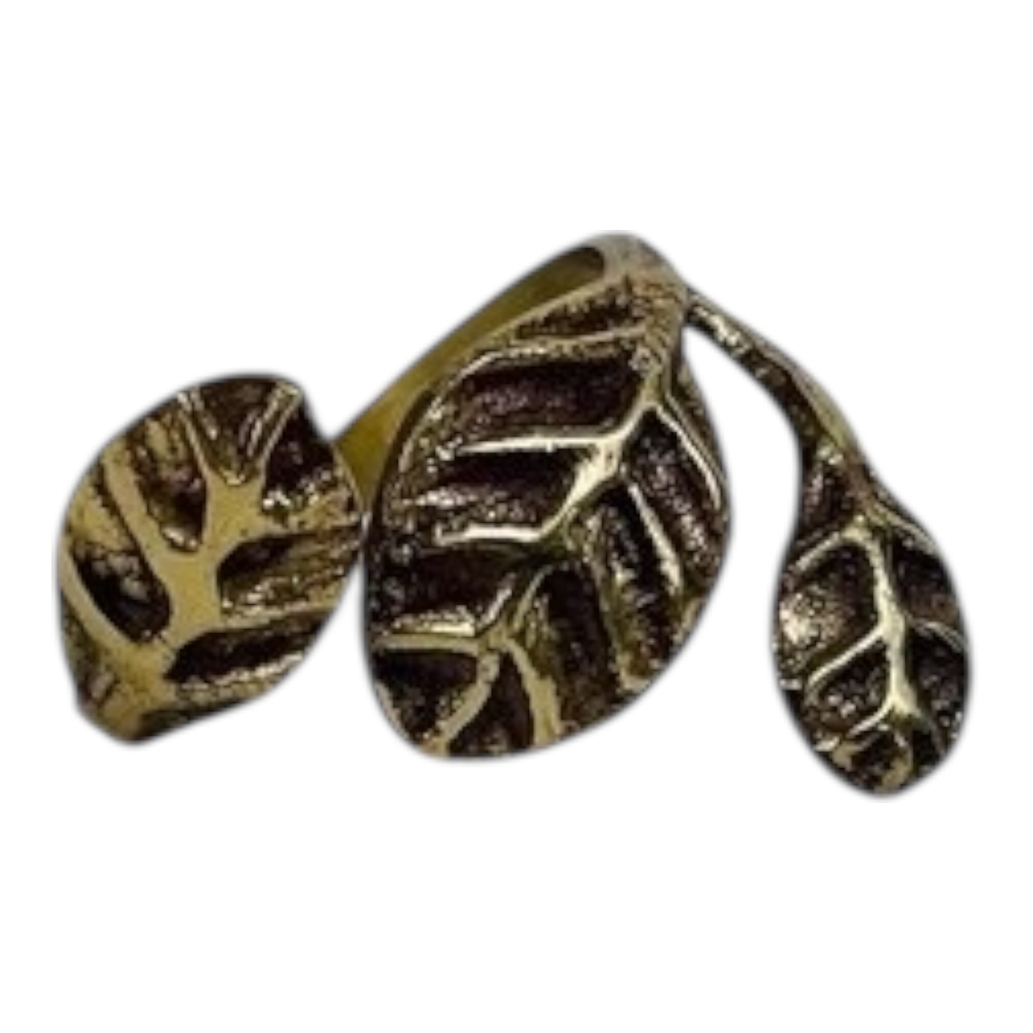BRASS LEAF NAPKIN RINGS S/4