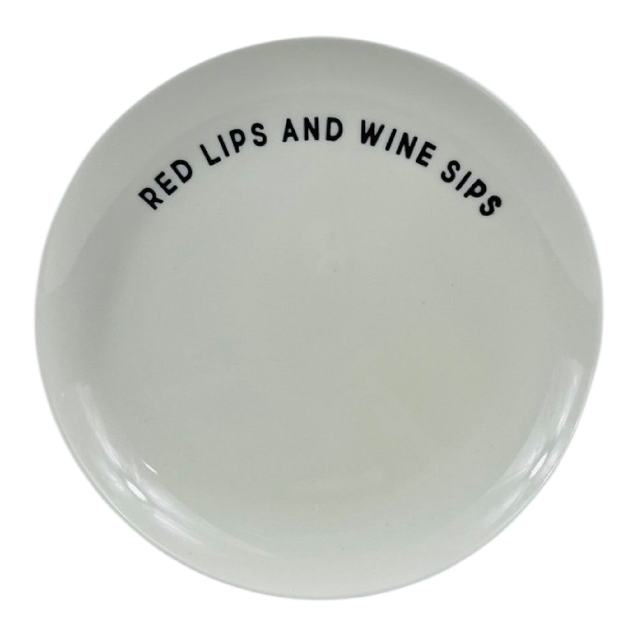 "RED LIPS AND WINE SIPS" STONEWARE DISH