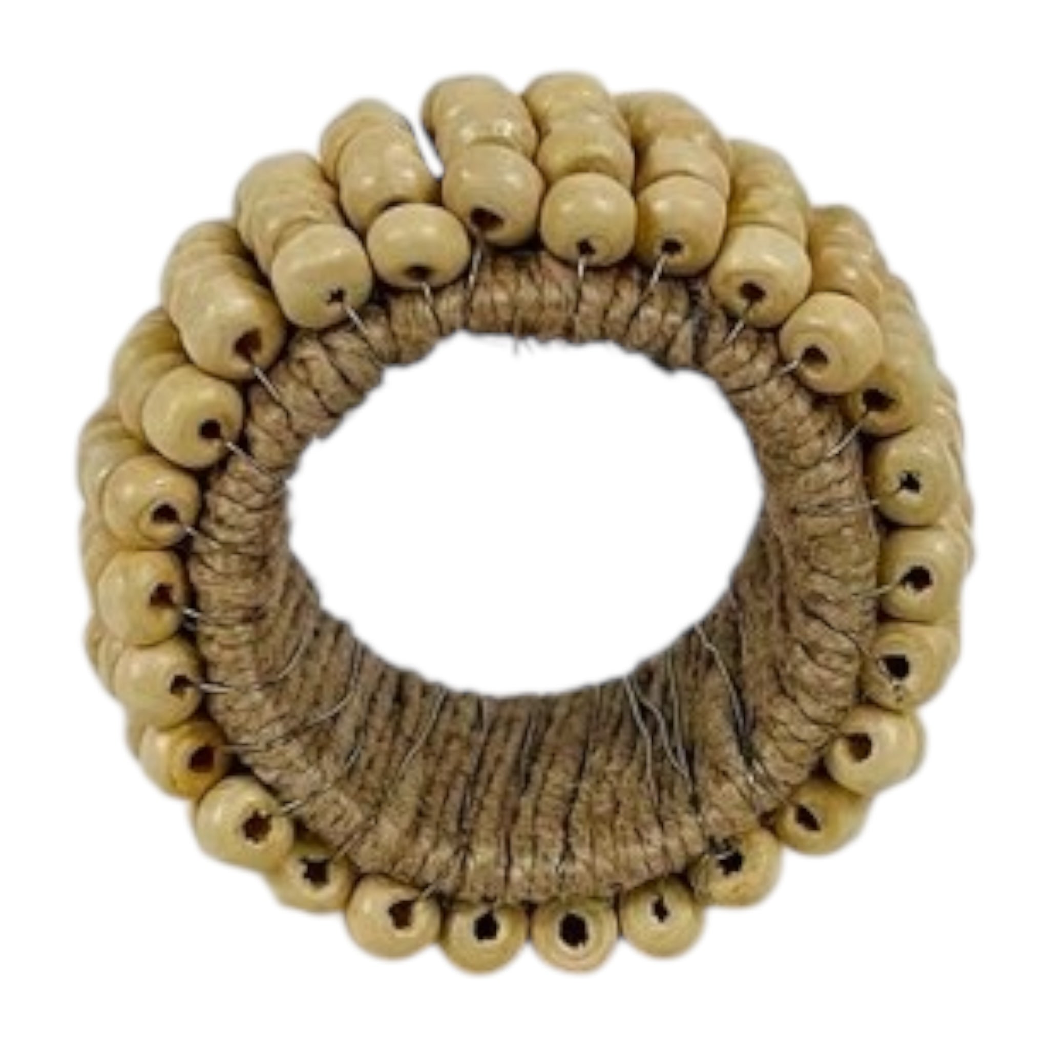 Set de 4 Natural Wood Beaded Napkin ring