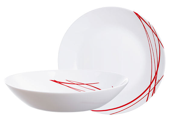 Vajilla Arcopal Blanca y Roja