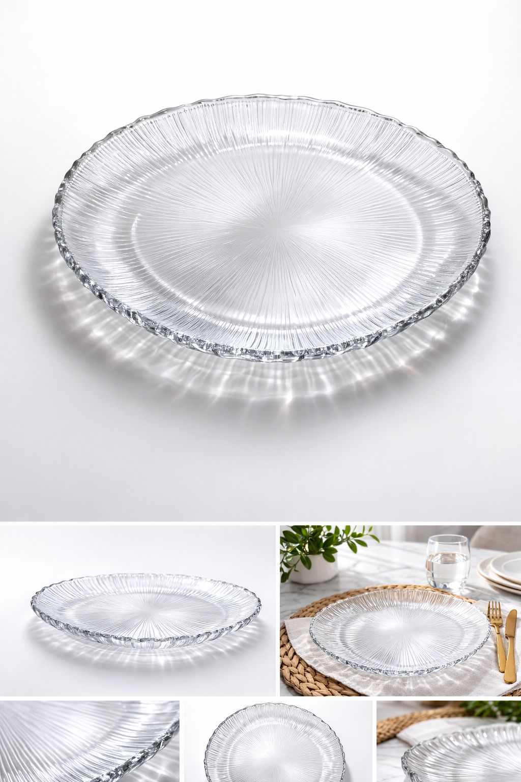 Plato Clear Llano Vidrio Funsion Set of 6