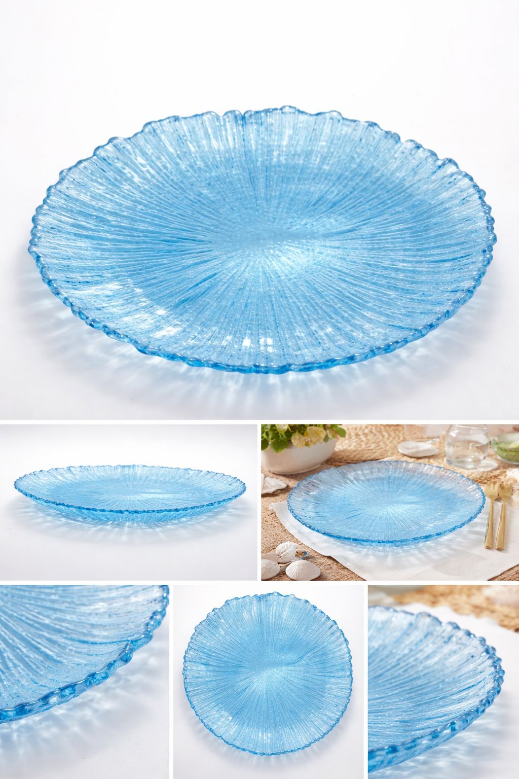 Plato Llano Azul Relieve Lapa Set of 6