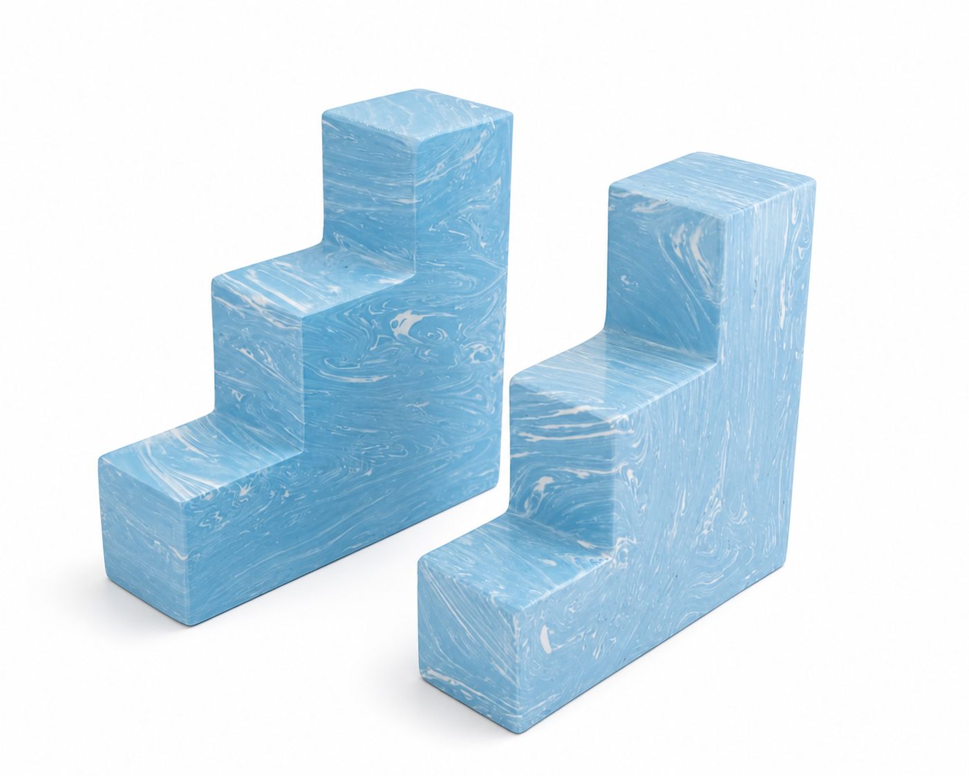 Soporte Escalera Azul Mármol Set of 2