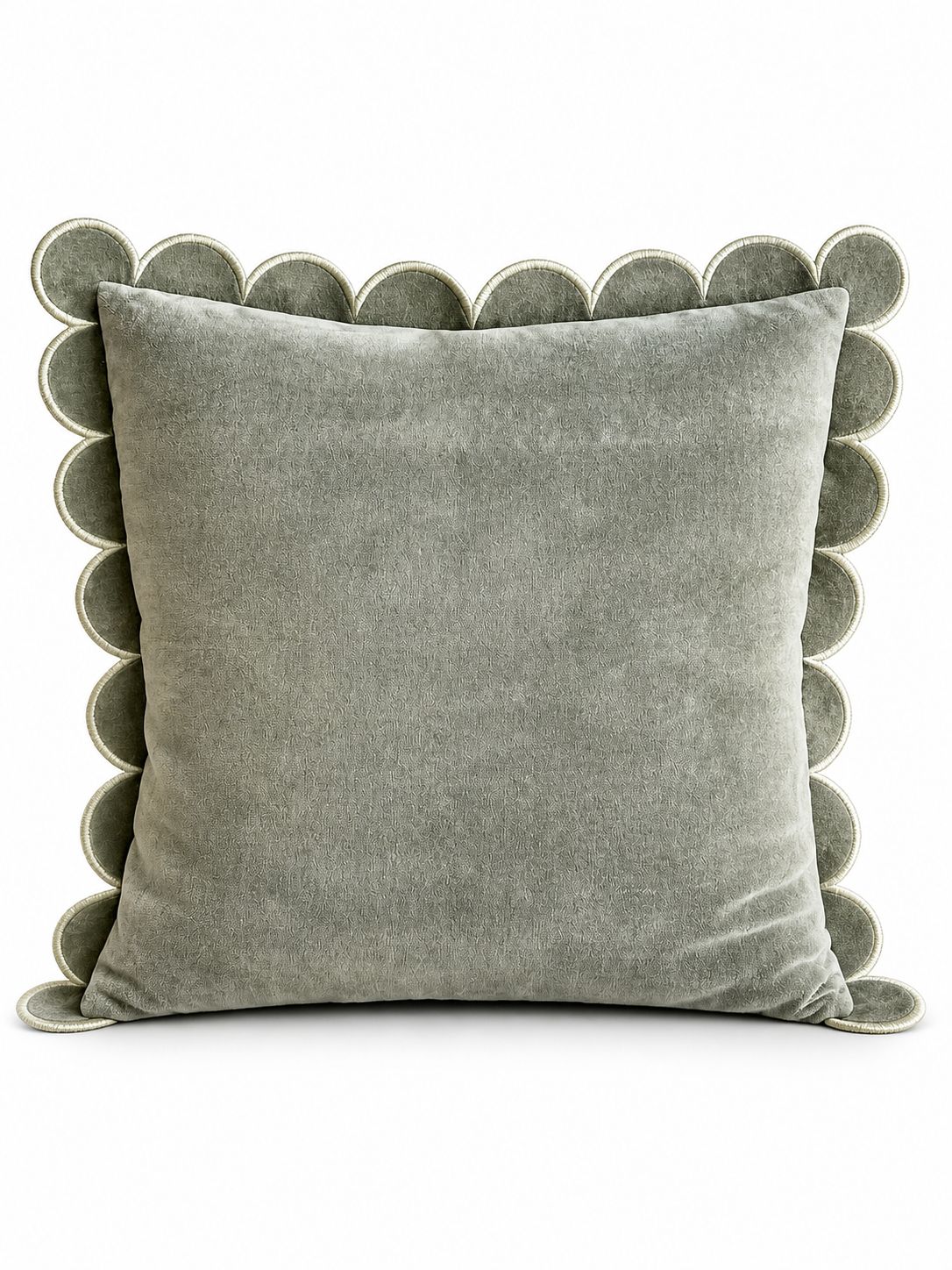 Cotton Velvet Pillow w Scalloped Flange