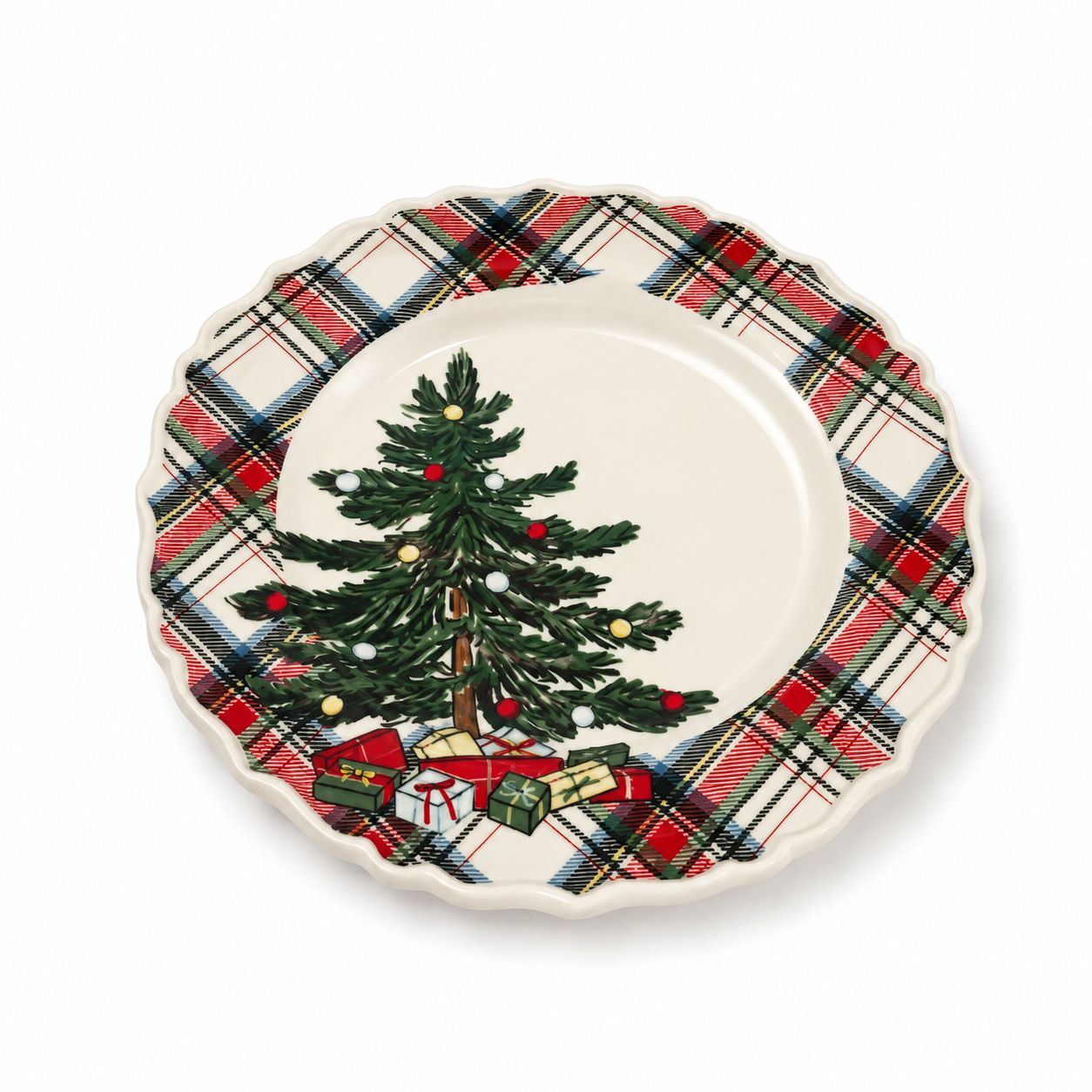 Plato Decorativo Christmas Tartan Tree