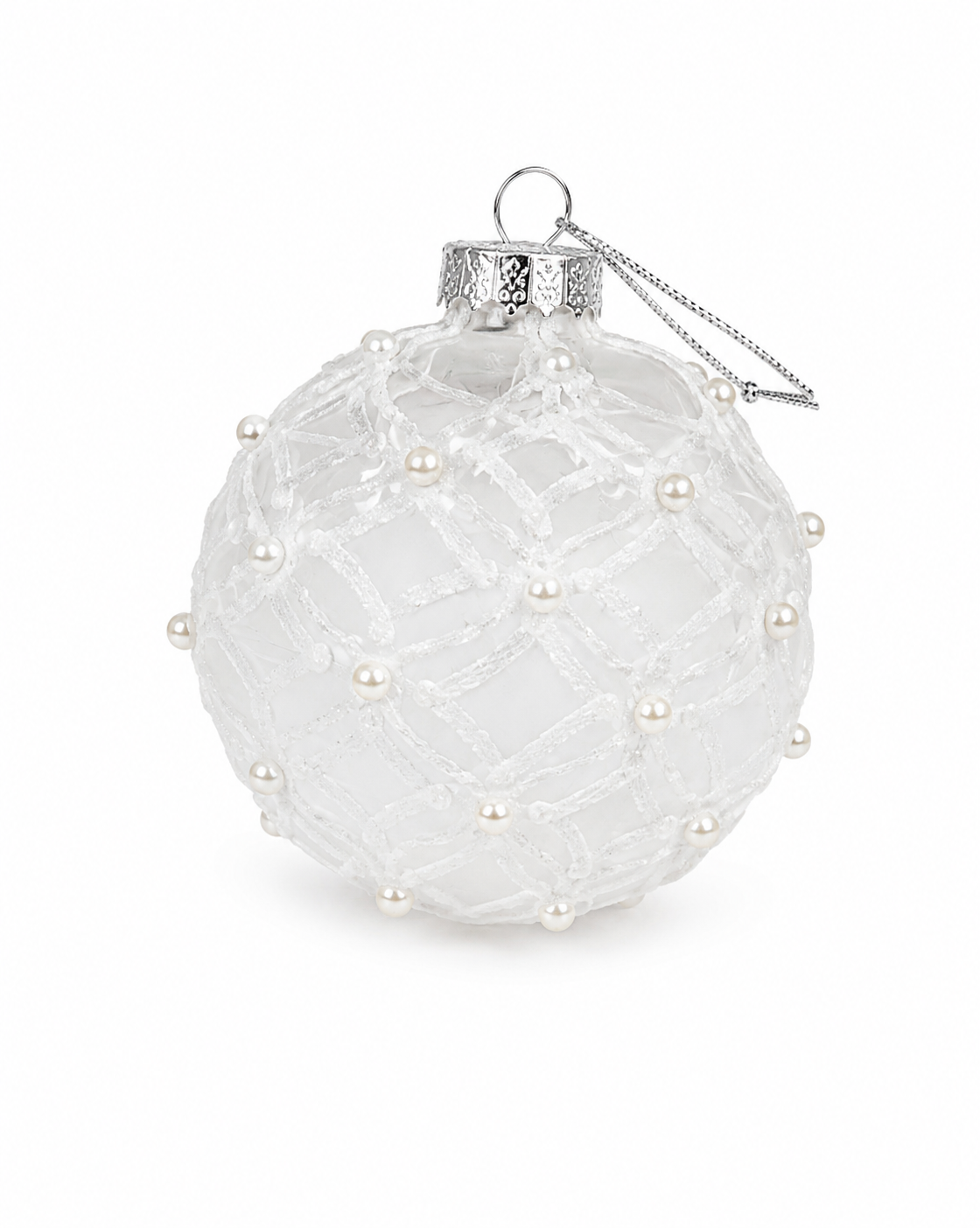 Esfera de Cristal con Diseño de Brillo Blanco