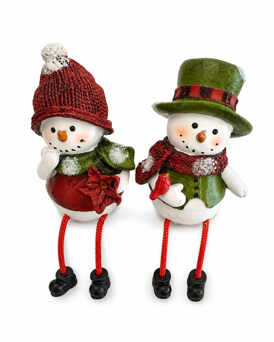 Res Green & Red Snowman Shelf Sitter Set Of 2