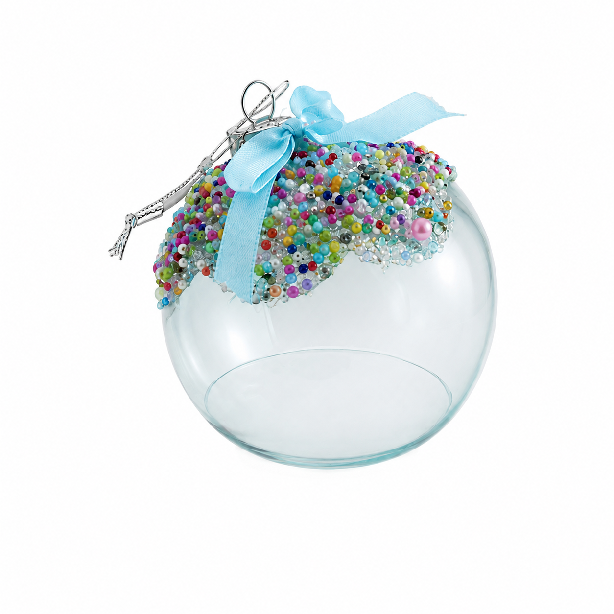 Ornament - Blue Christmas Ball with Multicolor Sprinkles