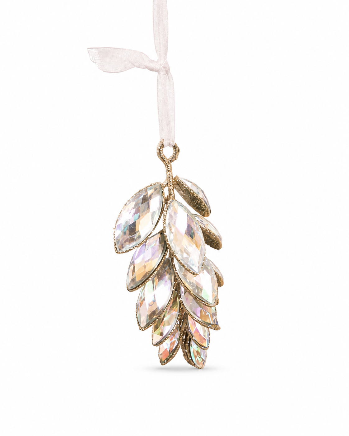 Crystal Leaf Ornament- Champagne