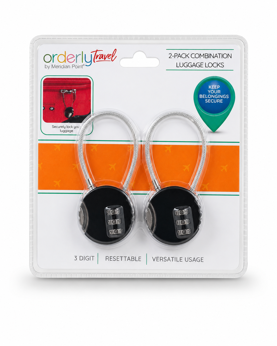 2-Pack Combination Luggage Locks