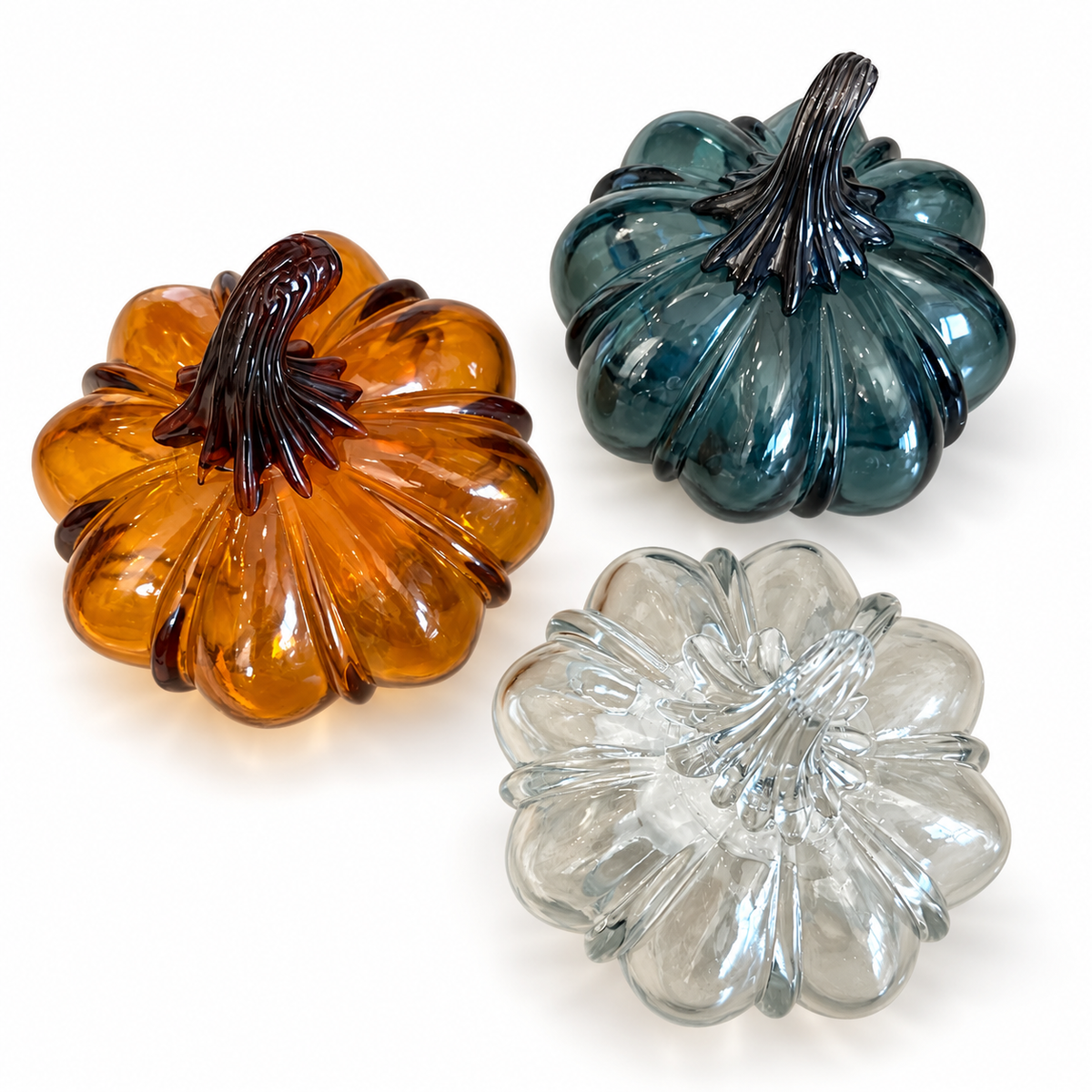 Set de Calabazas Decorativos de Vidrio Soplado