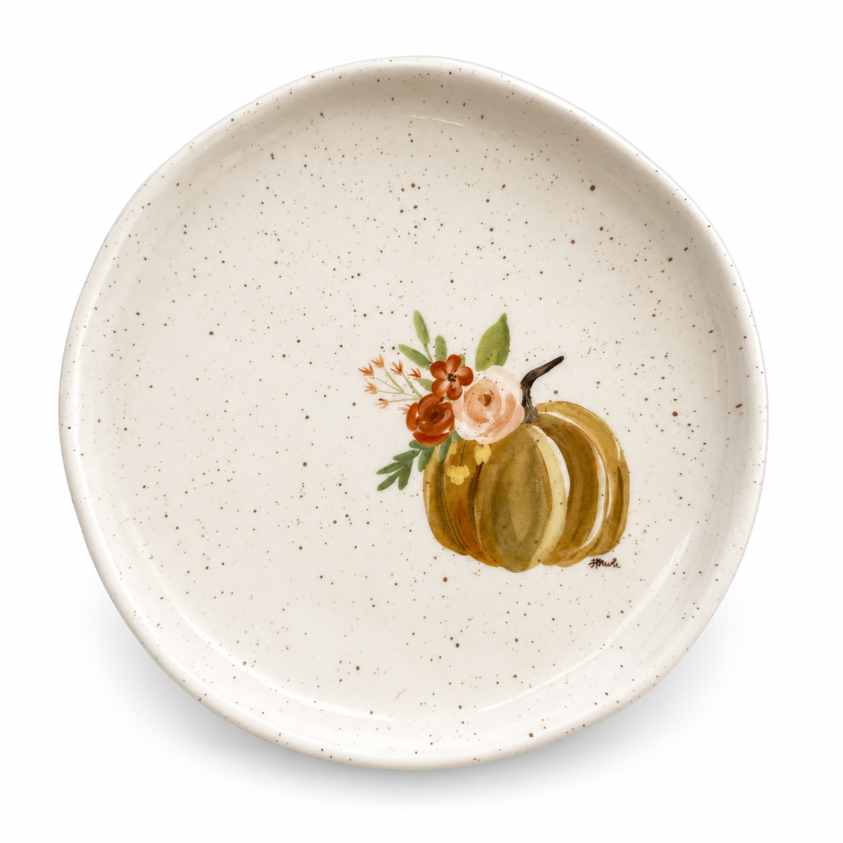 Set de Cuatro Platos en Cerámica con Diseño de Calabaza