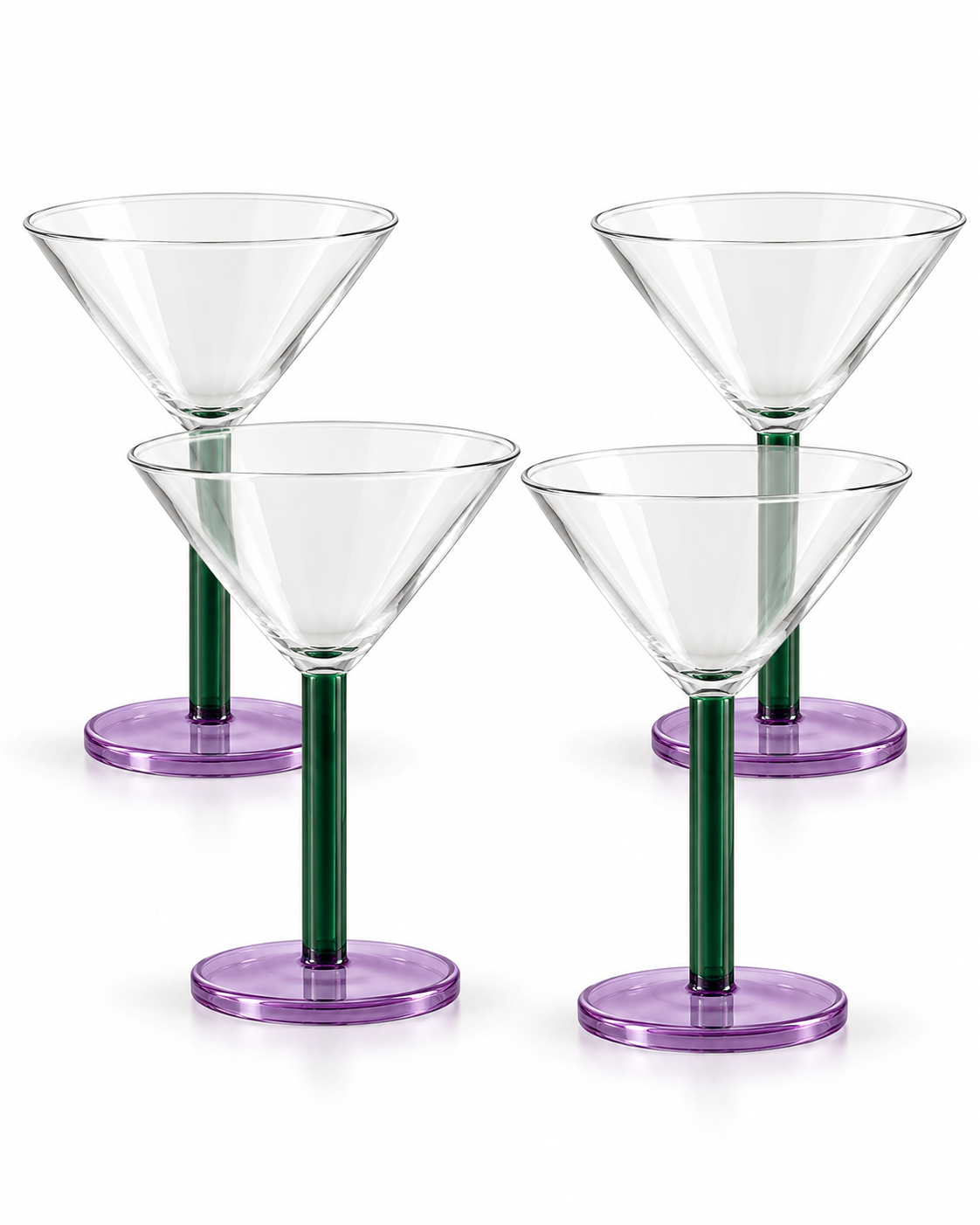 Set de 4 Copas de Matini en Cristal Bicolor
