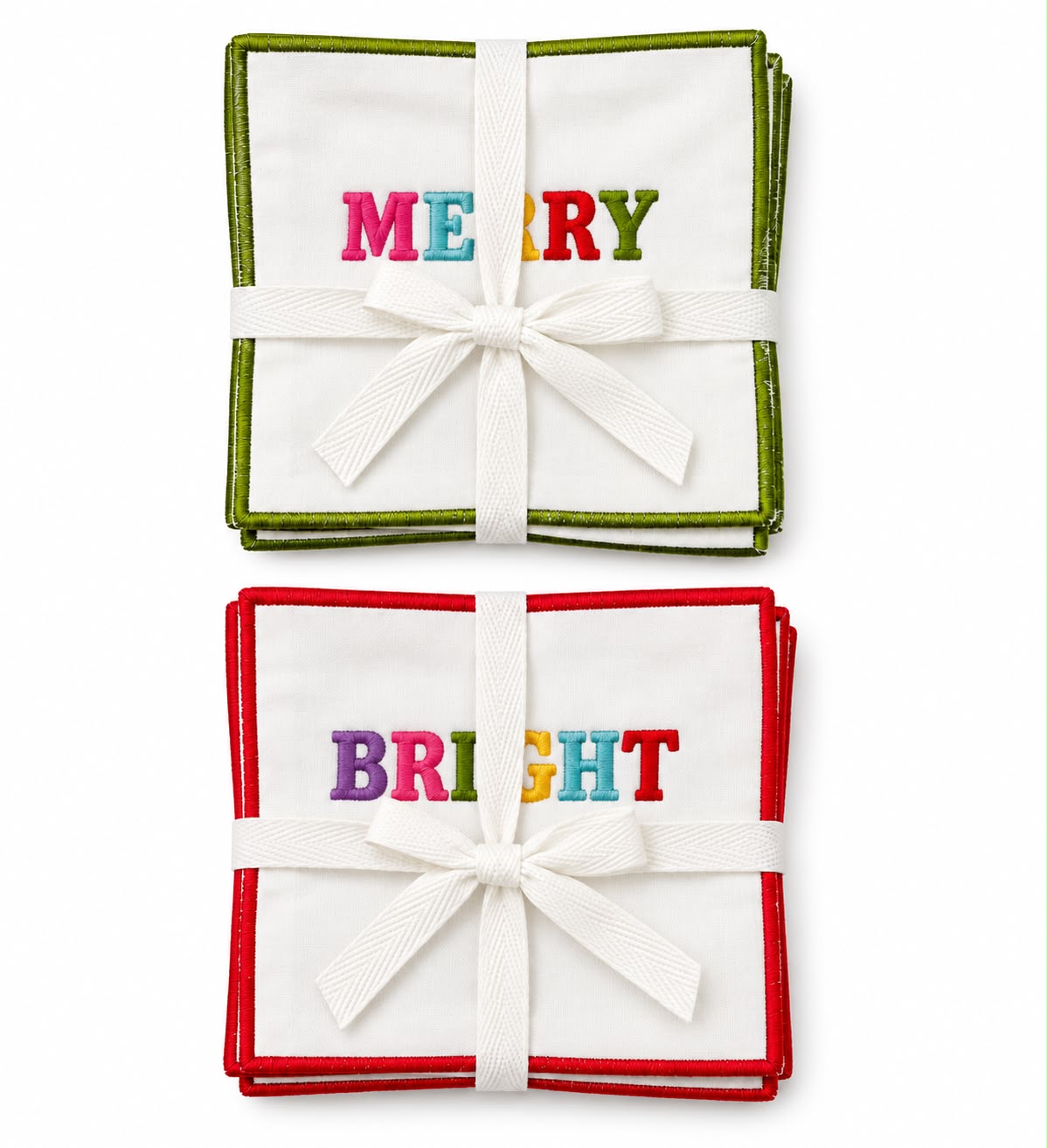 Merry & Bright Cotton Coasters Set of 4- Multi