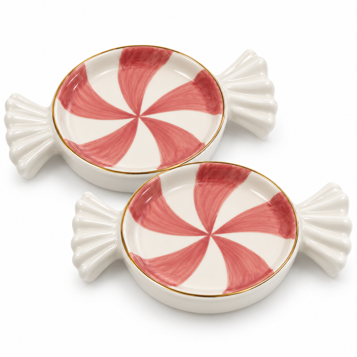 Pink Candy Tidbit Plate Set of 2