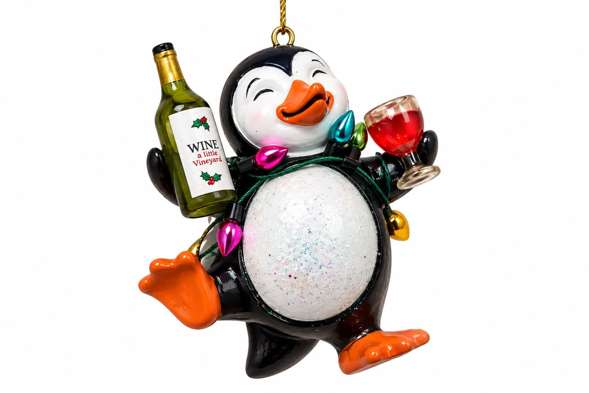 Pingüino Navideño con Vino