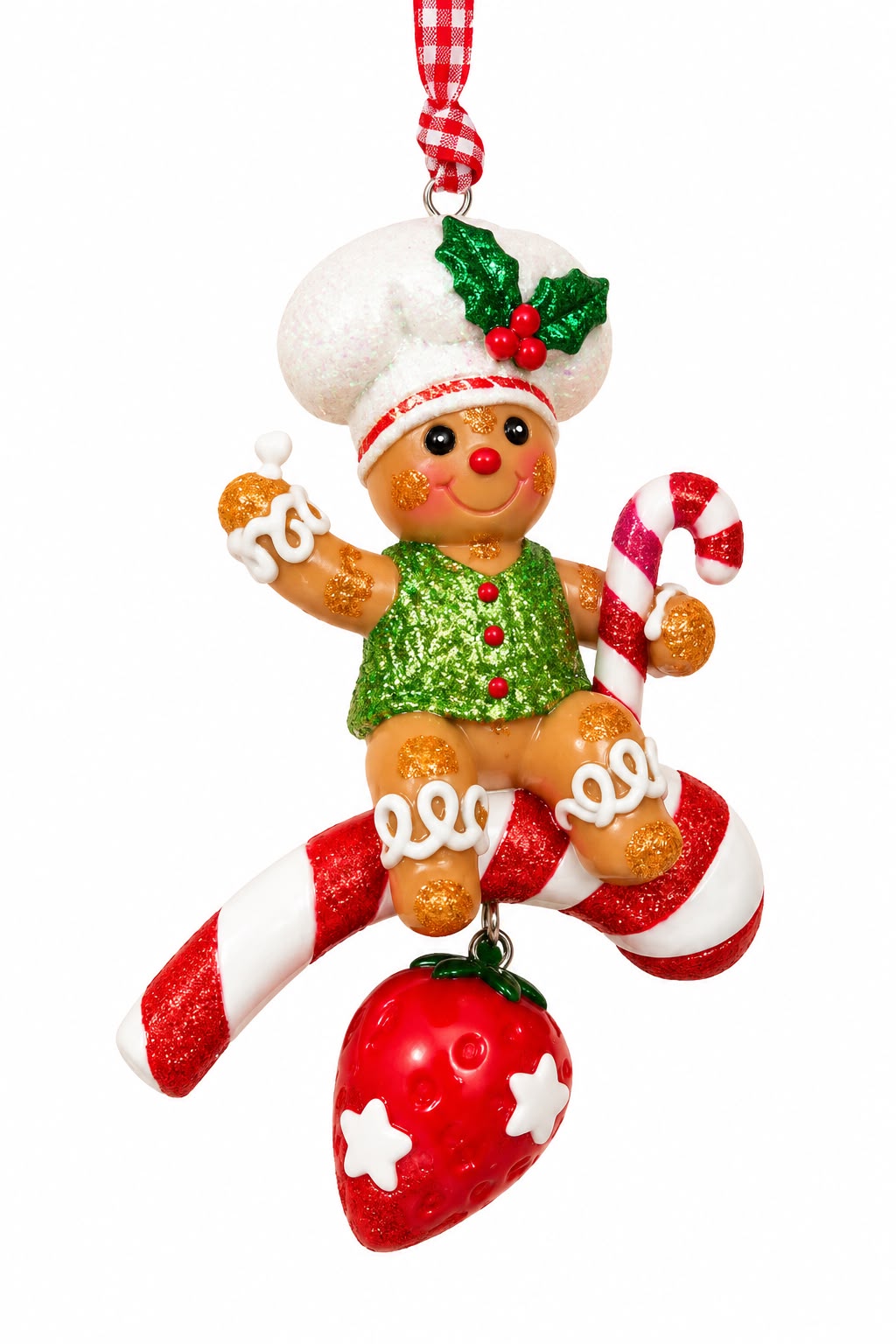 Ornamento navideño Gingerbread con Bastón de Menta