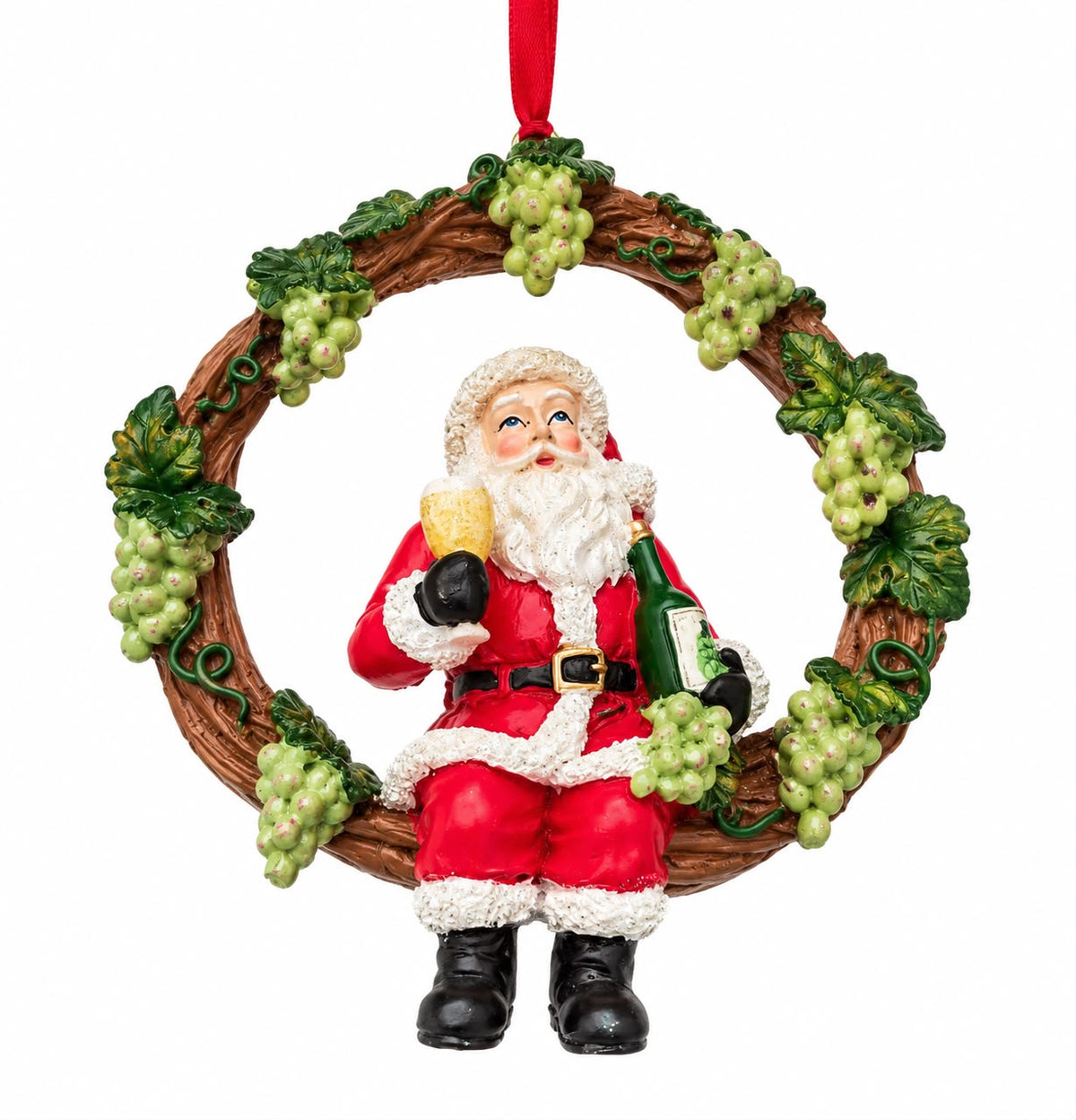 Ornamento Navideño Santa Wine Wreath