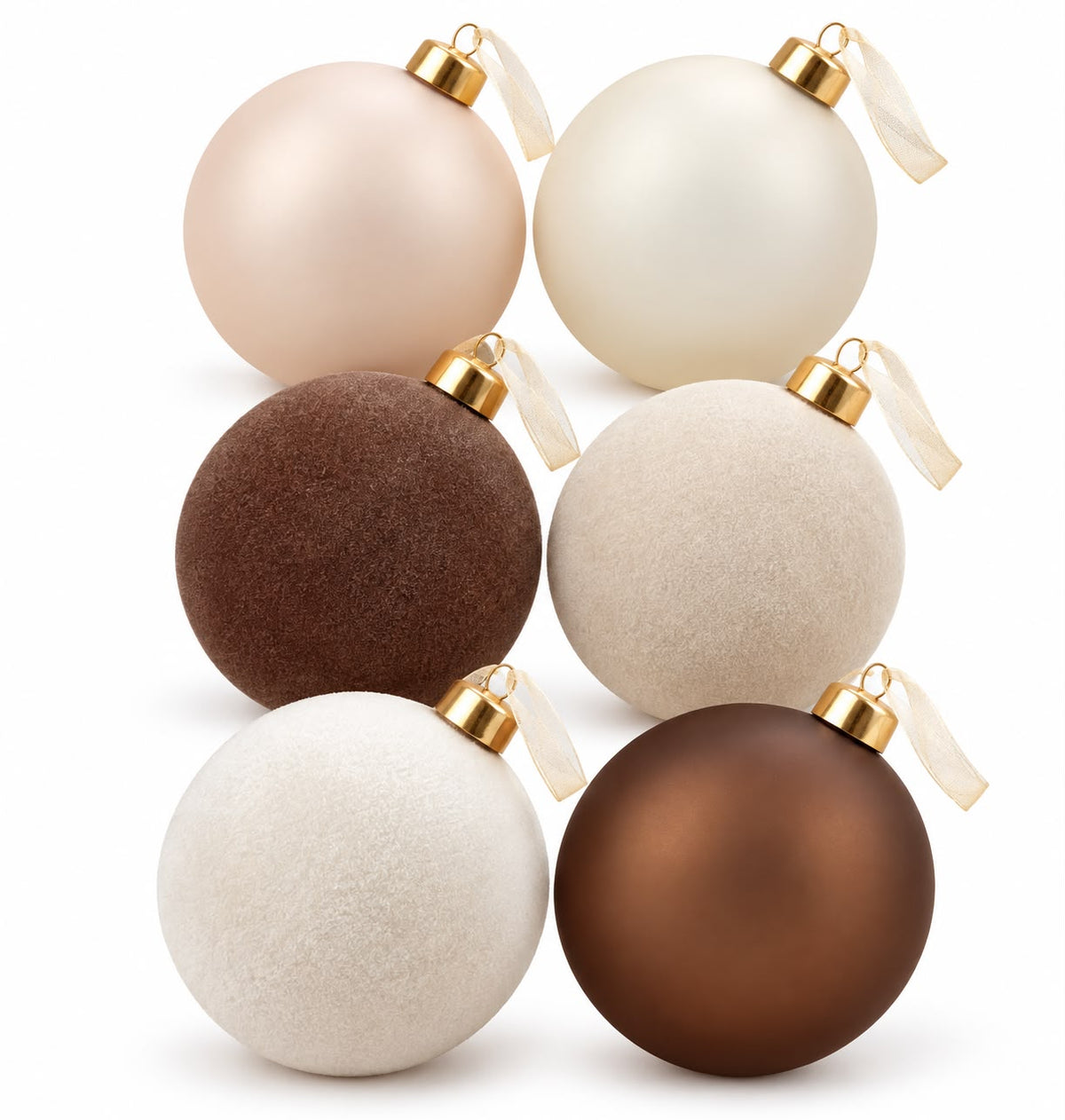 Set of 6 Ornaments Winter Neutrals