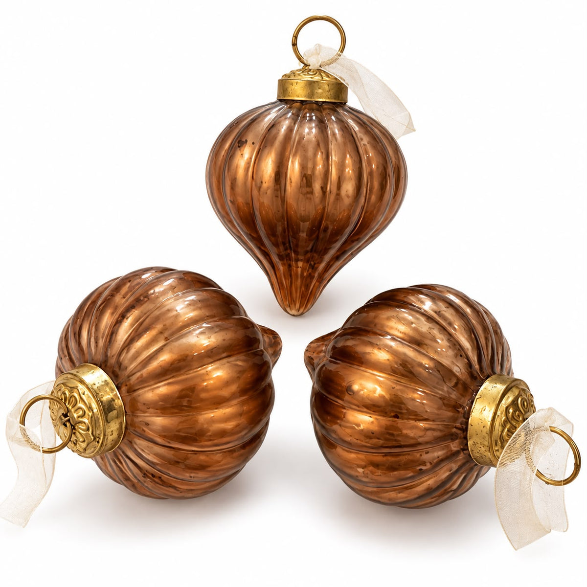 Set of 3 Ornamentos Antique Copper