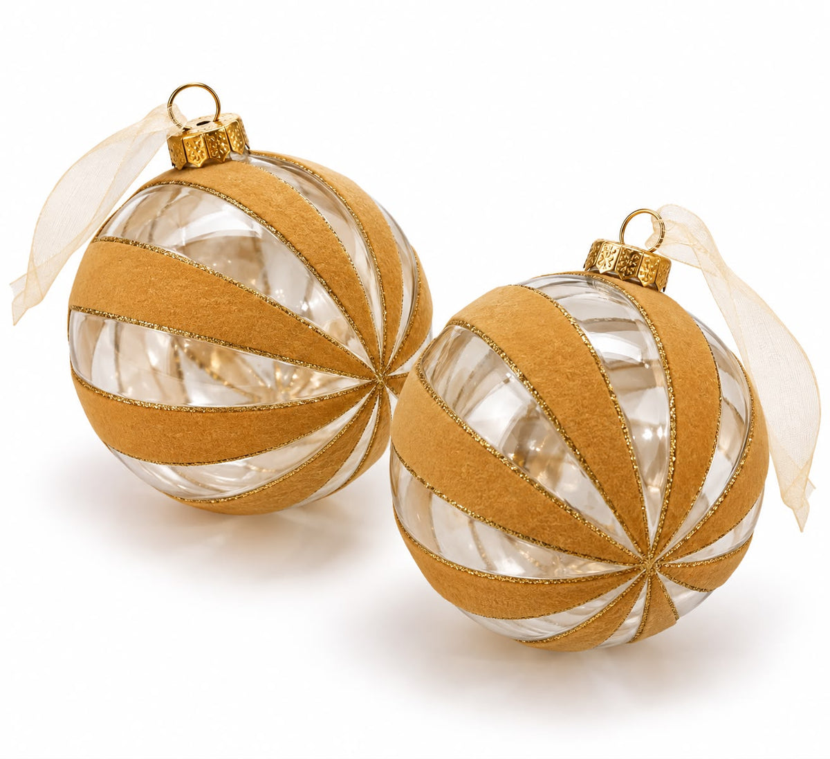 Set of 2 Ornamentos Golden Swirl