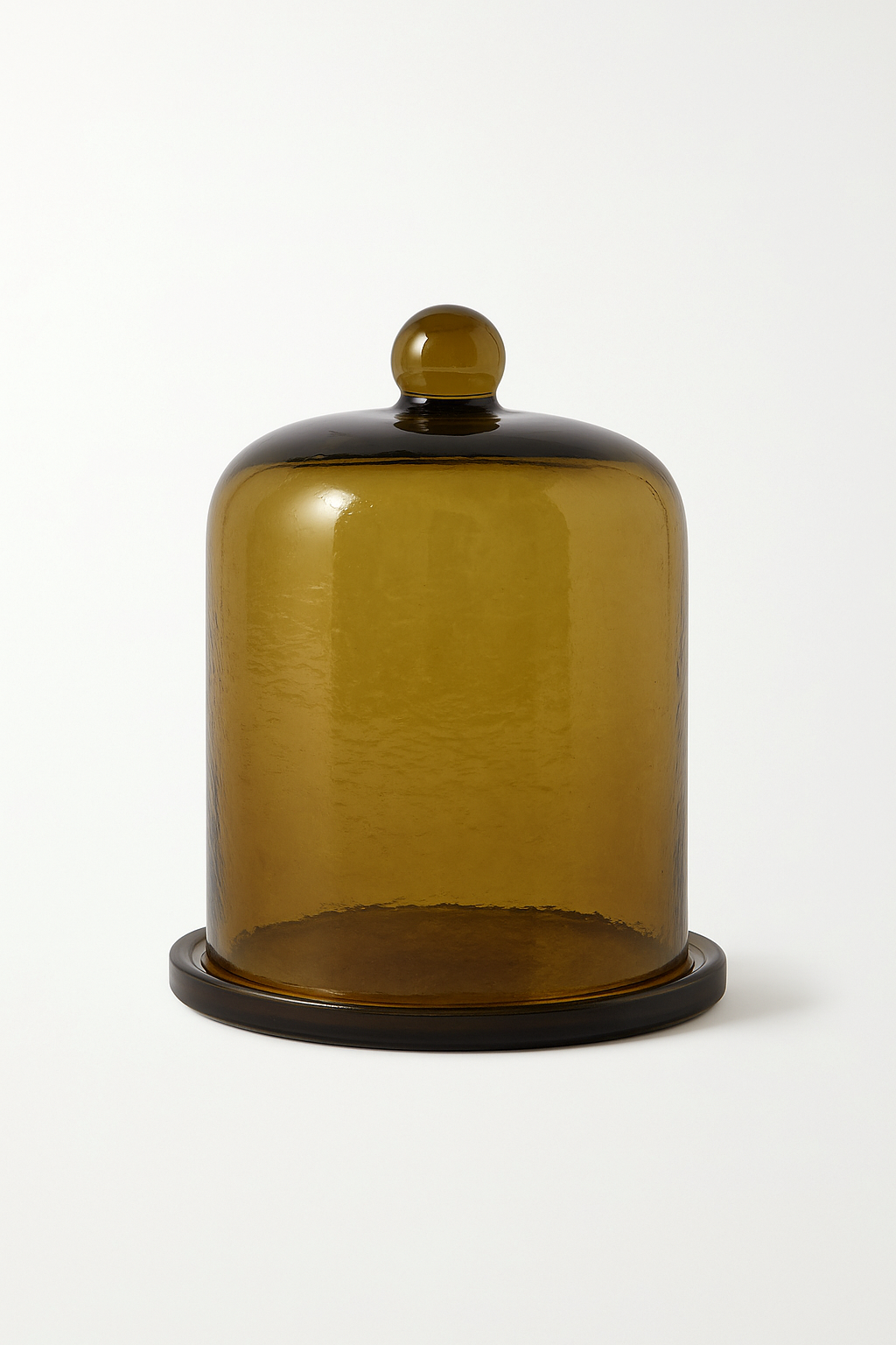 Campana Decorativa de Vidrio Ámbar con Base