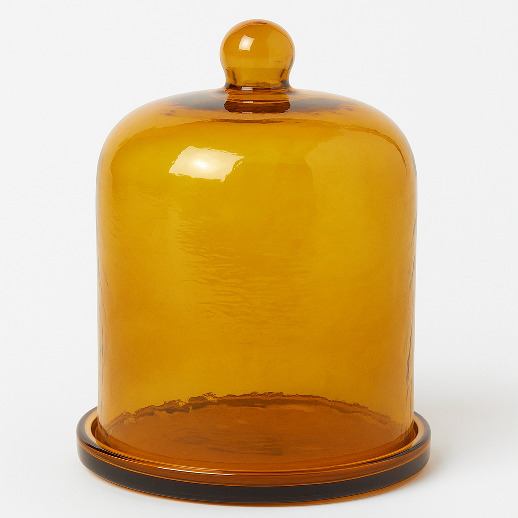 Campana Decorativa de Vidrio Naranja con Base