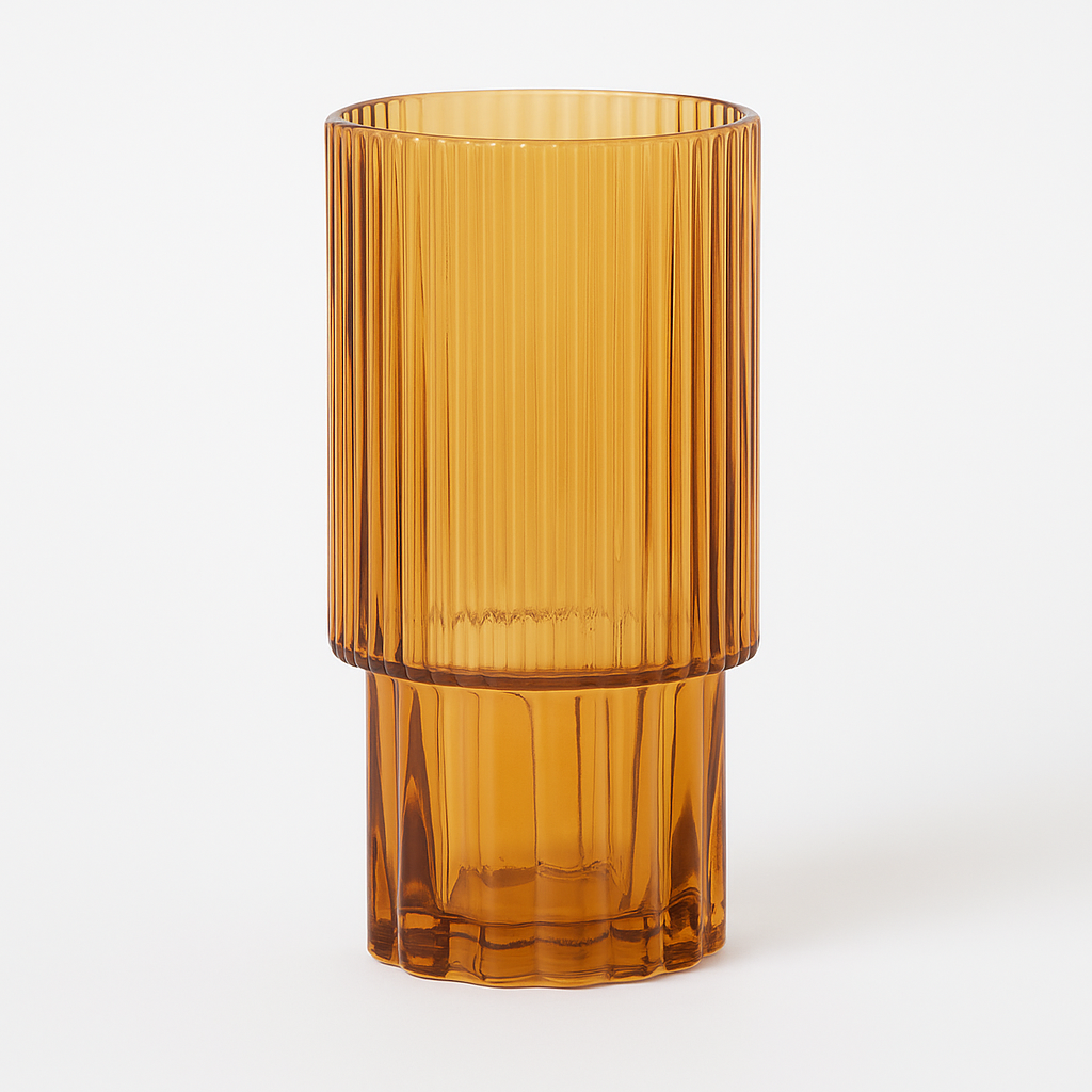 Jarrón Ámbar Acanalado “Soleil” - L