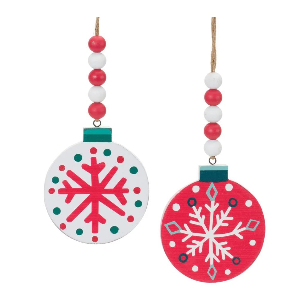 Set 2 Wood BALL ORNAMENT