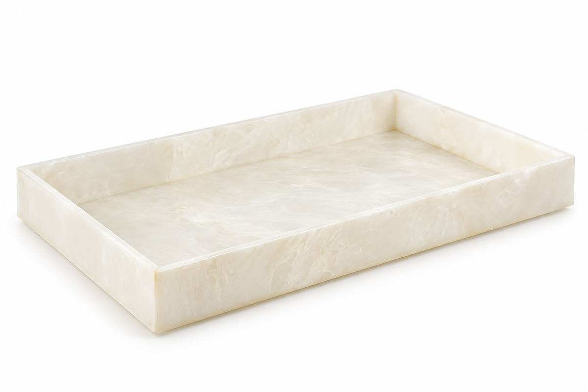 White Resin Rectangular Tray L