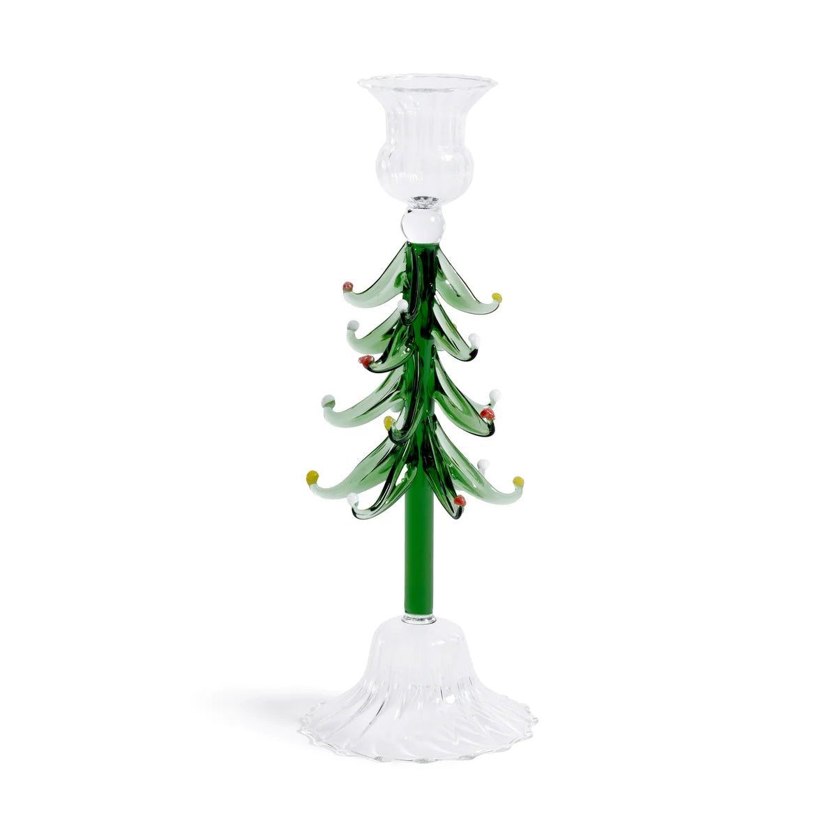 Holiday Tree Glass Taper Holder — 11.75"