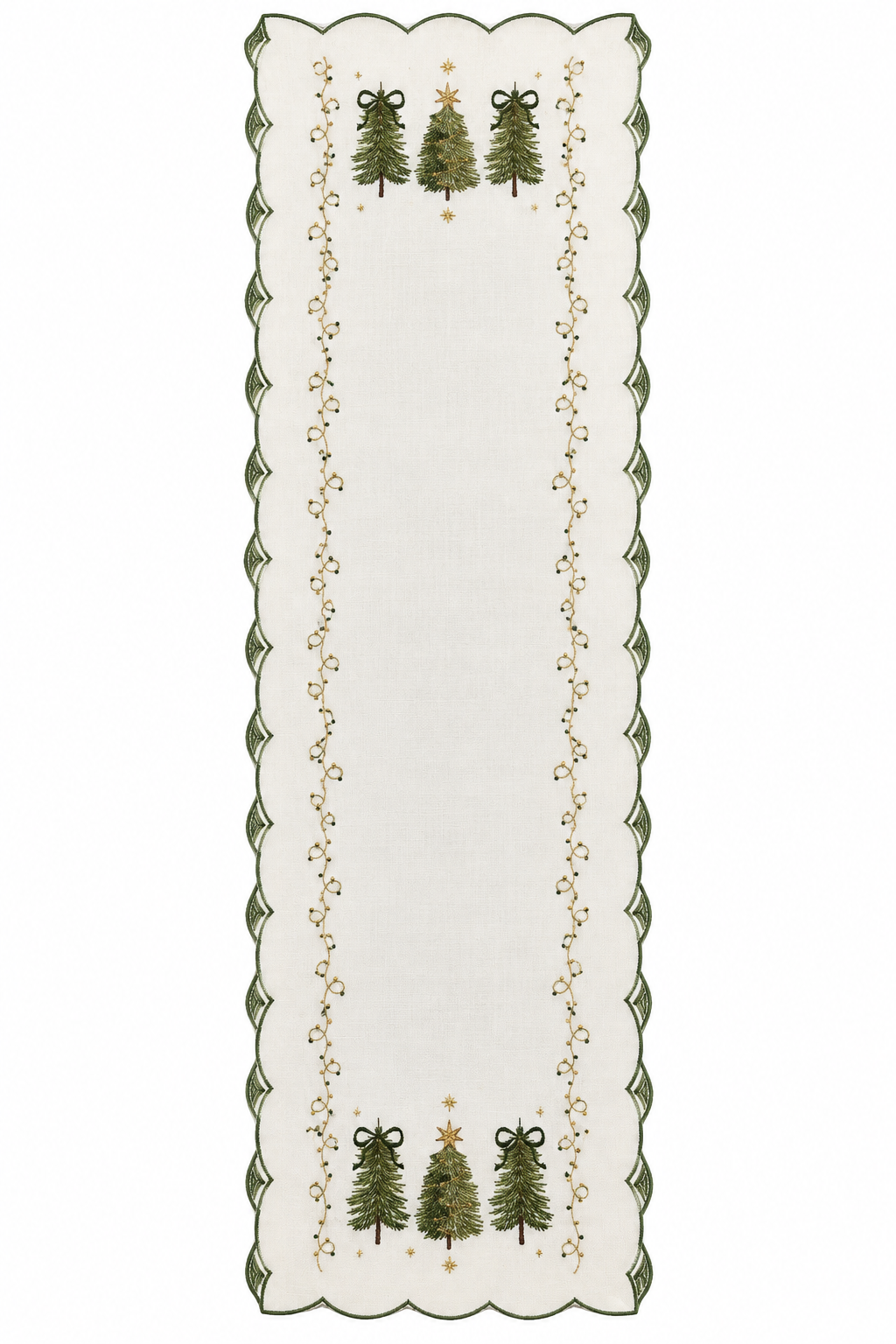 Holiday Trees Embroidered Table Runner