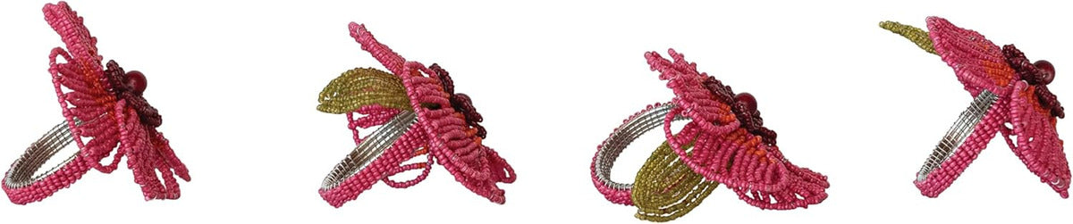 Set 4 servilleteros flores artesanales