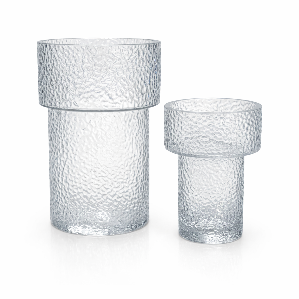 Florero de Vidrio Texturizado – Diseño Moderno M