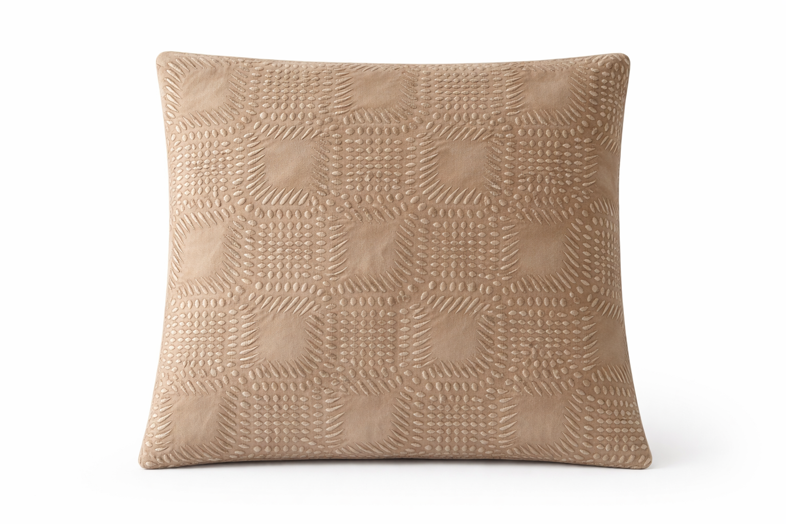 Cojín Decorativo Texturizado Geométrico – Tono Taupe (20” × 20”)