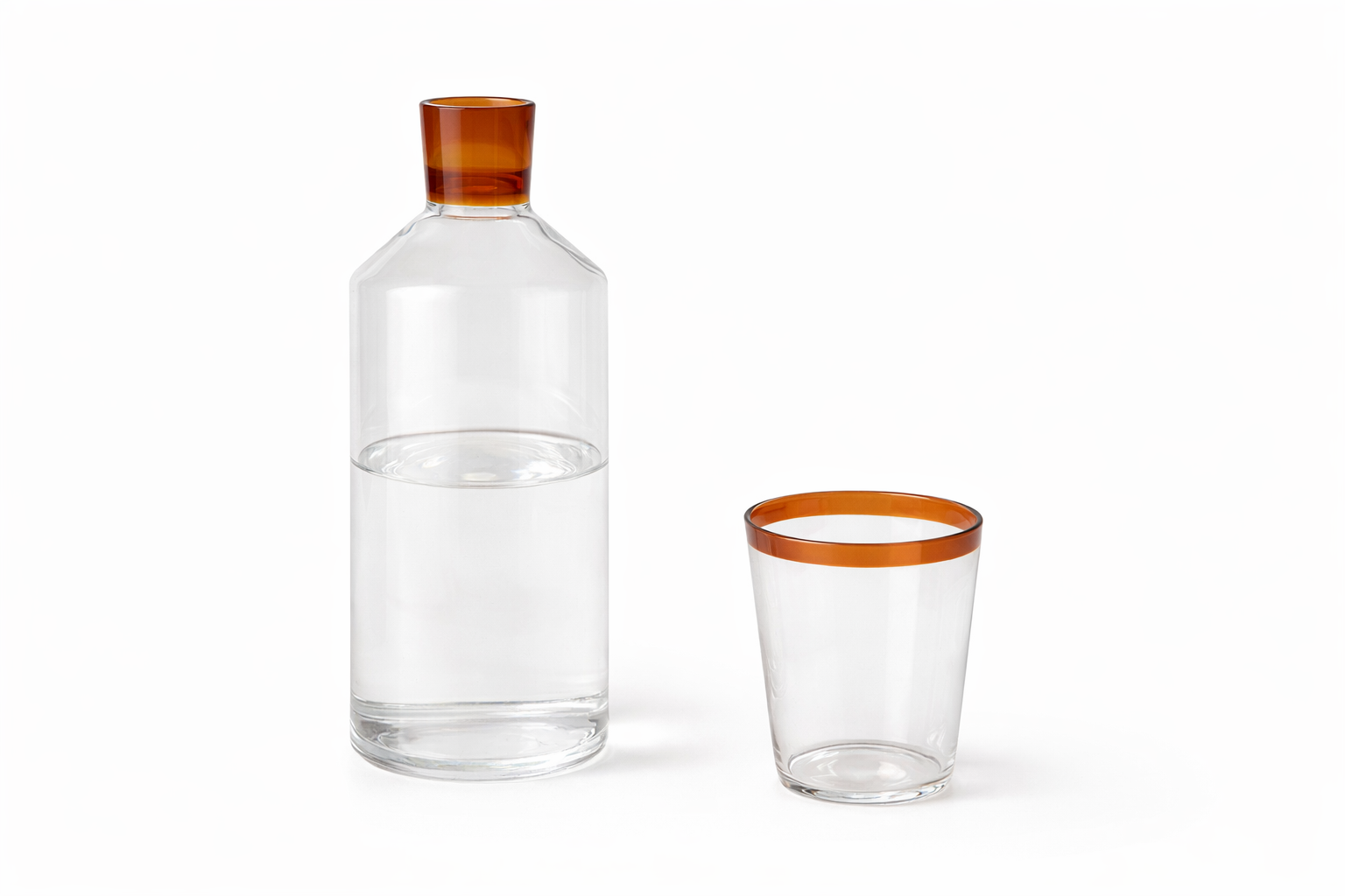 Set Jarra y 6 vasos crystal - Borde Ámbar