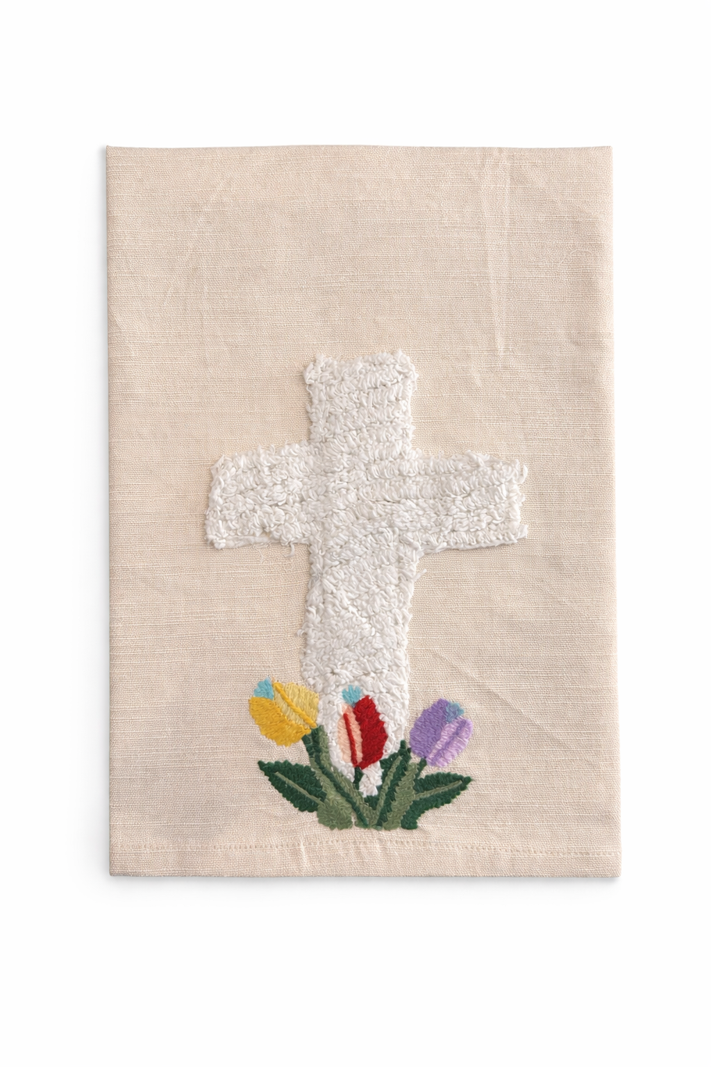 Cross and Tulips Tea Towel