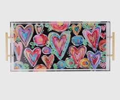 Colorful Hearts Acrylic Tray