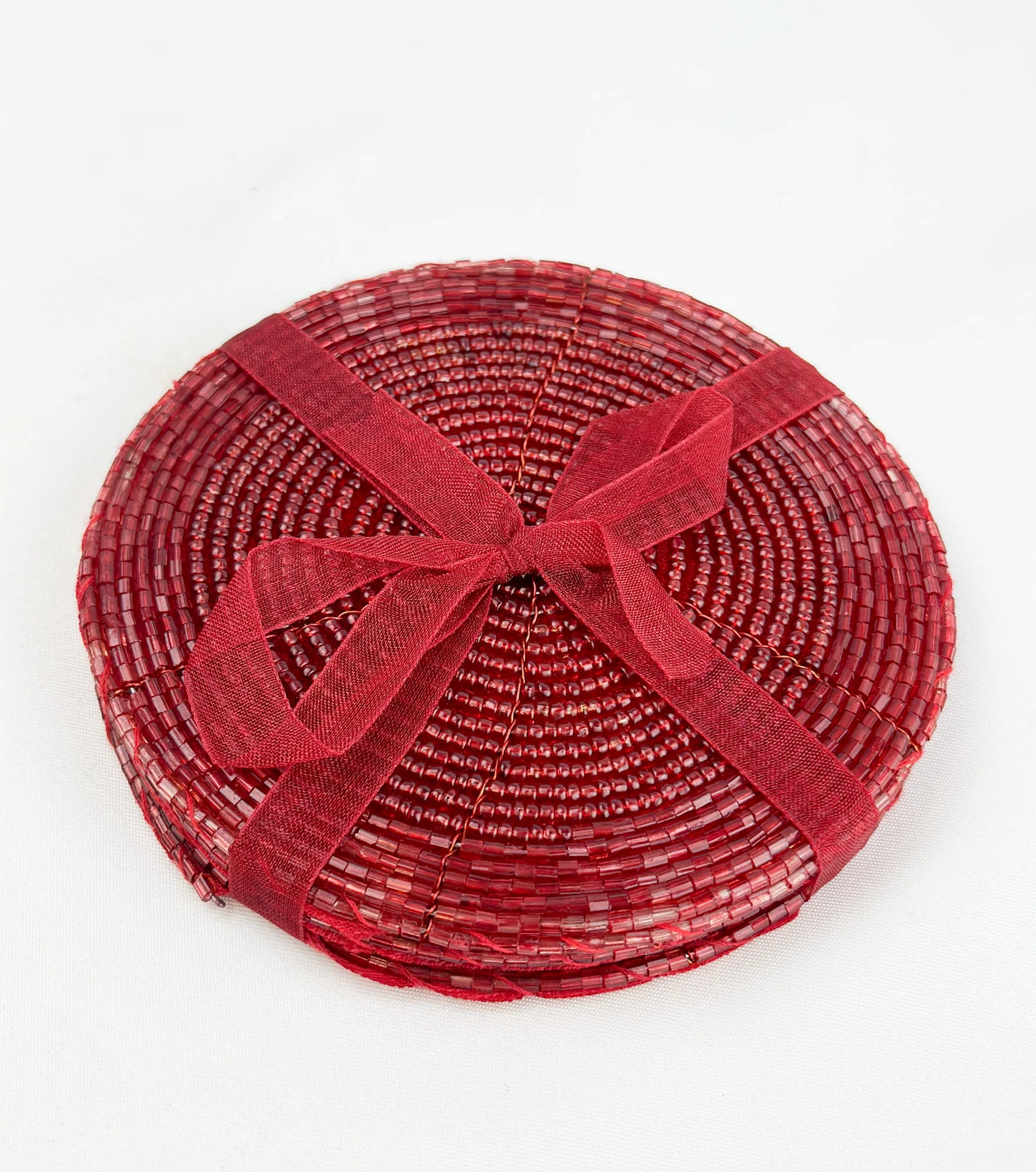 Red beaded Set/4 coasters